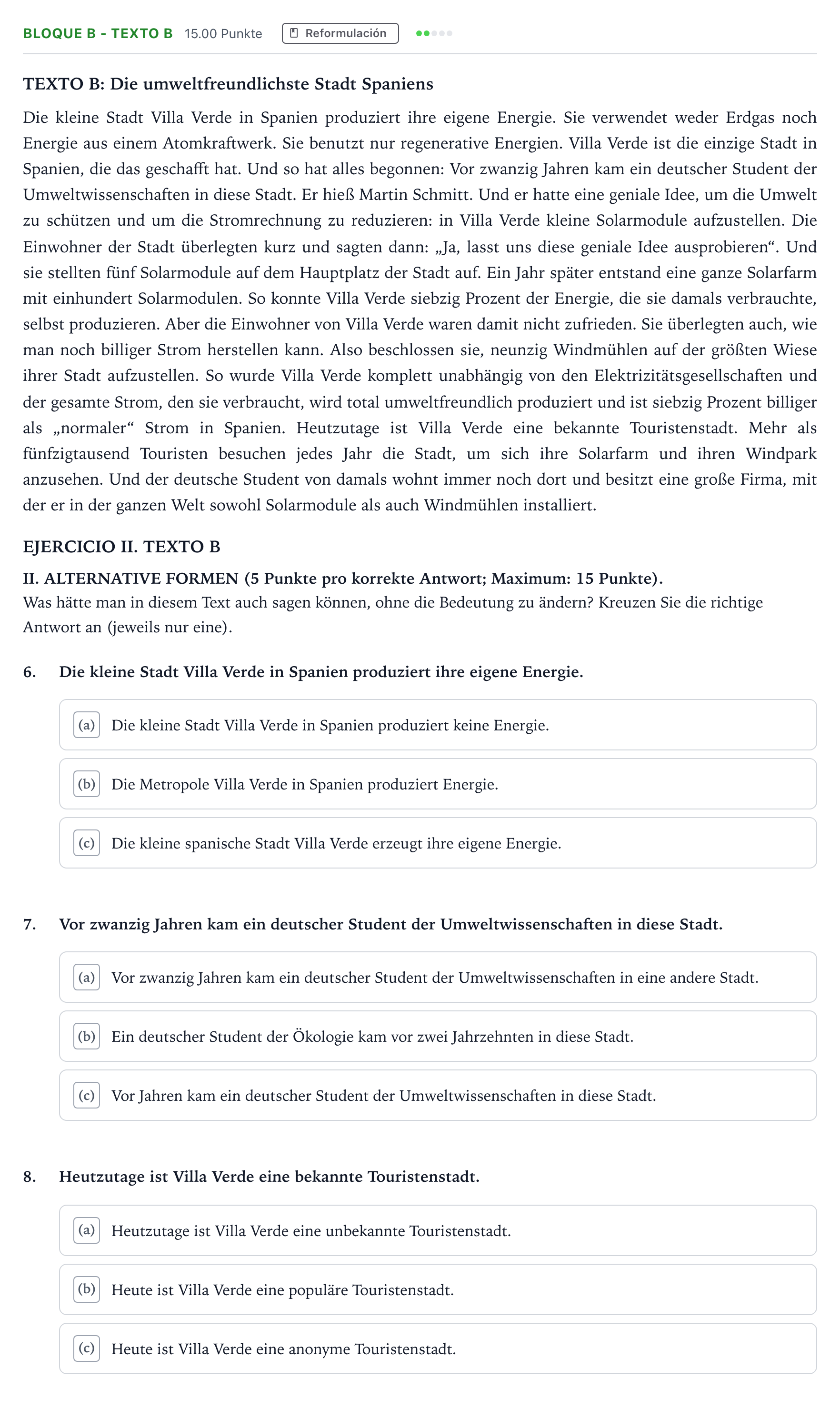 Enunciado: Bloque B - Texto B · Alemán PAU Andalucía Extraordinaria Suplente 2023