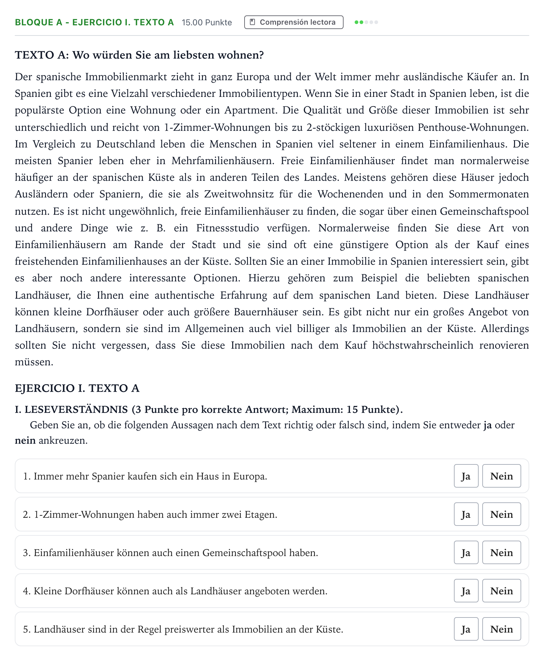 Enunciado: Bloque A - Ejercicio I. Texto A · Alemán PAU Andalucía Extraordinaria Titular (Acceso) 2023