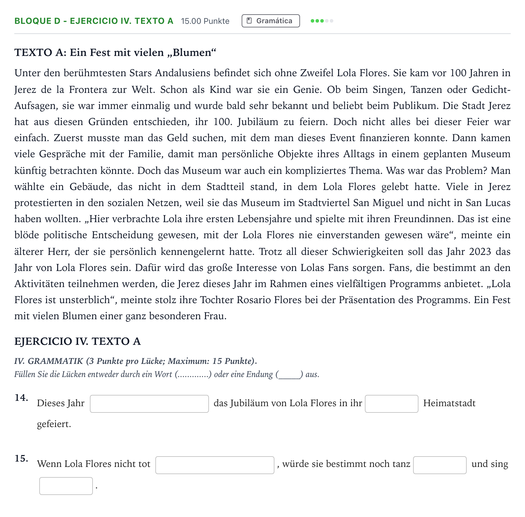 Enunciado: Bloque D - Ejercicio IV. Texto A · Alemán PAU Andalucía Ordinaria Reserva 2023