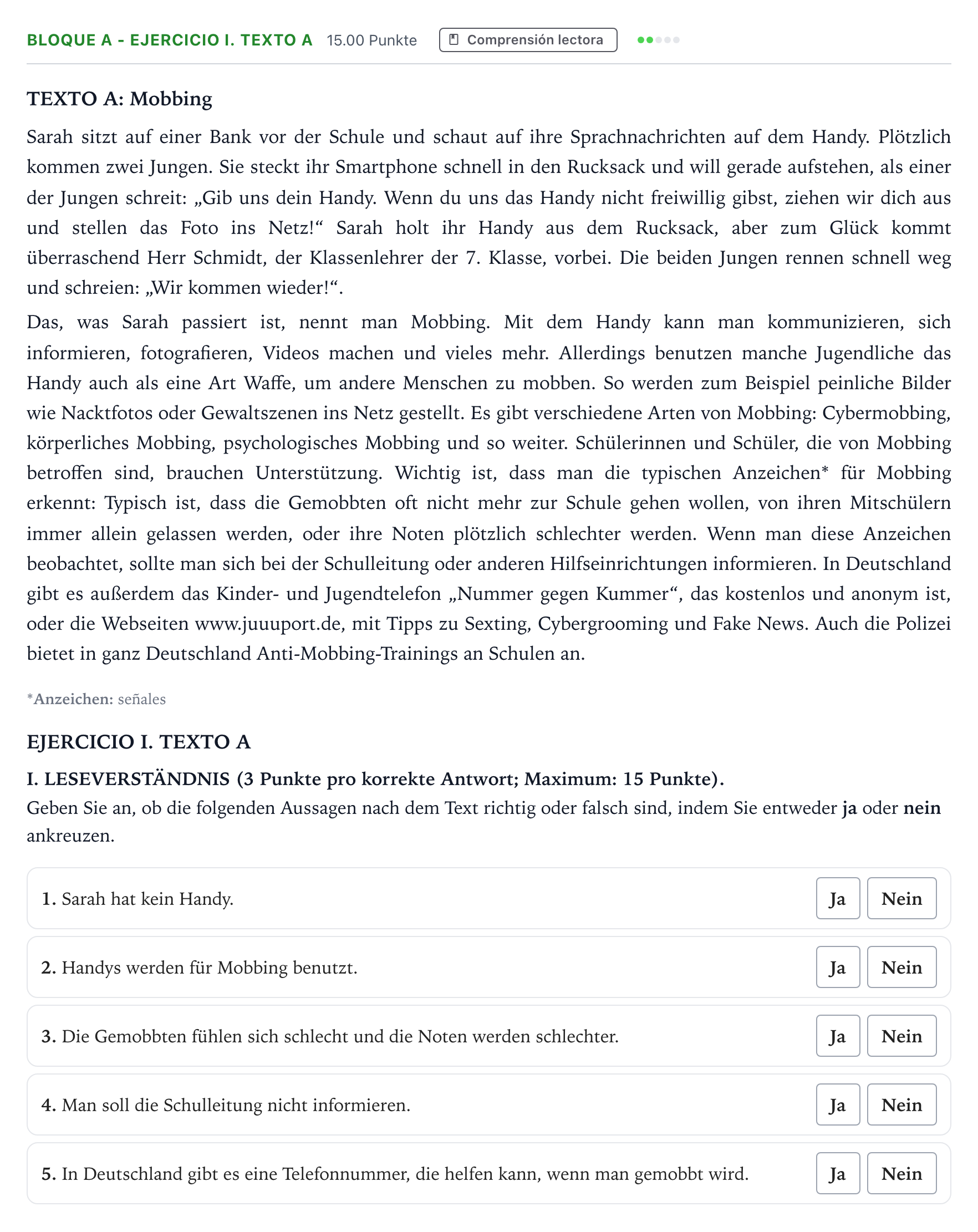Enunciado: Bloque A - Ejercicio I. Texto A · Alemán PAU Andalucía Ordinaria Suplente 2023