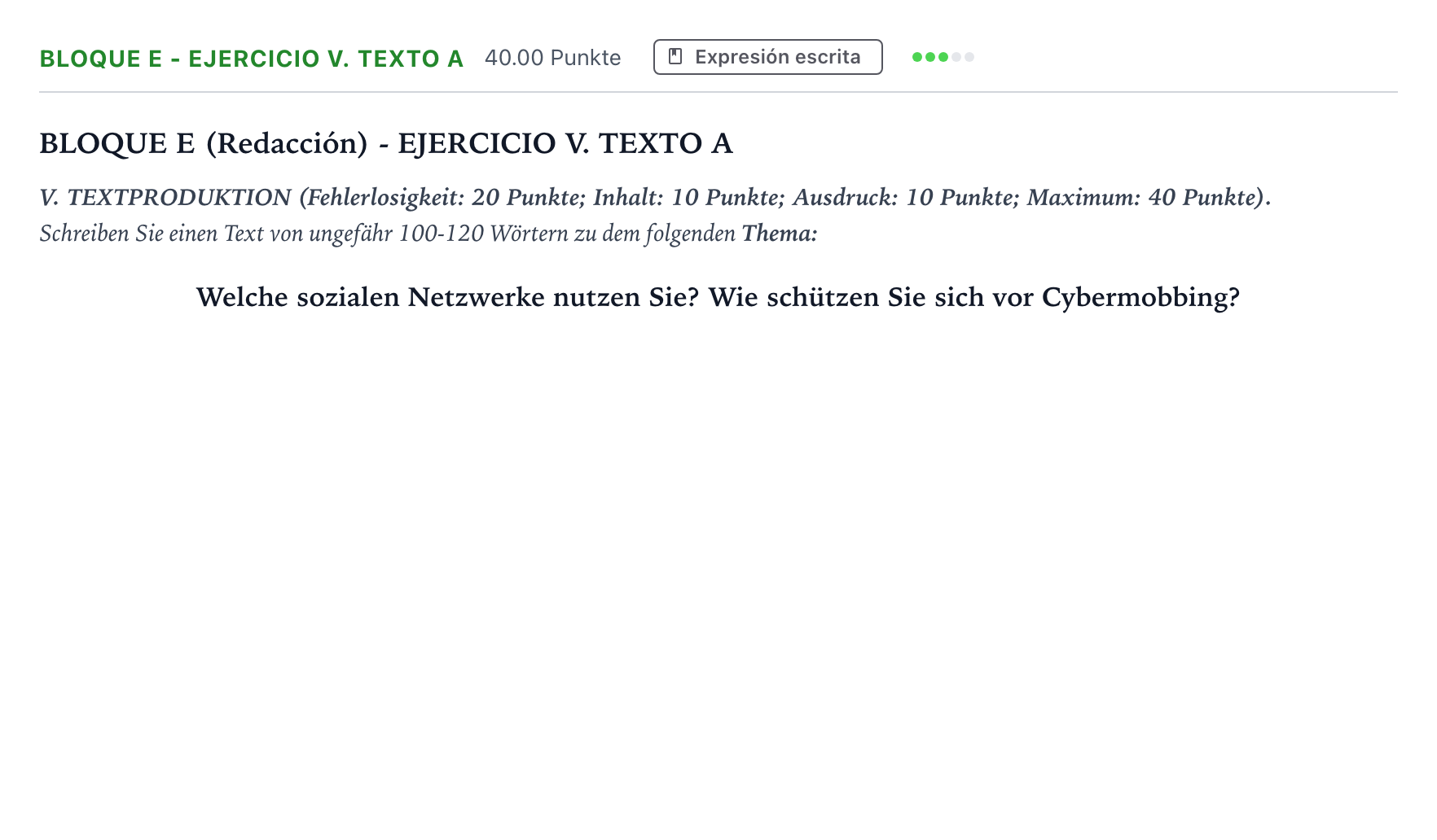 Enunciado: Bloque E - Ejercicio V. Texto A · Alemán PAU Andalucía Ordinaria Suplente 2023