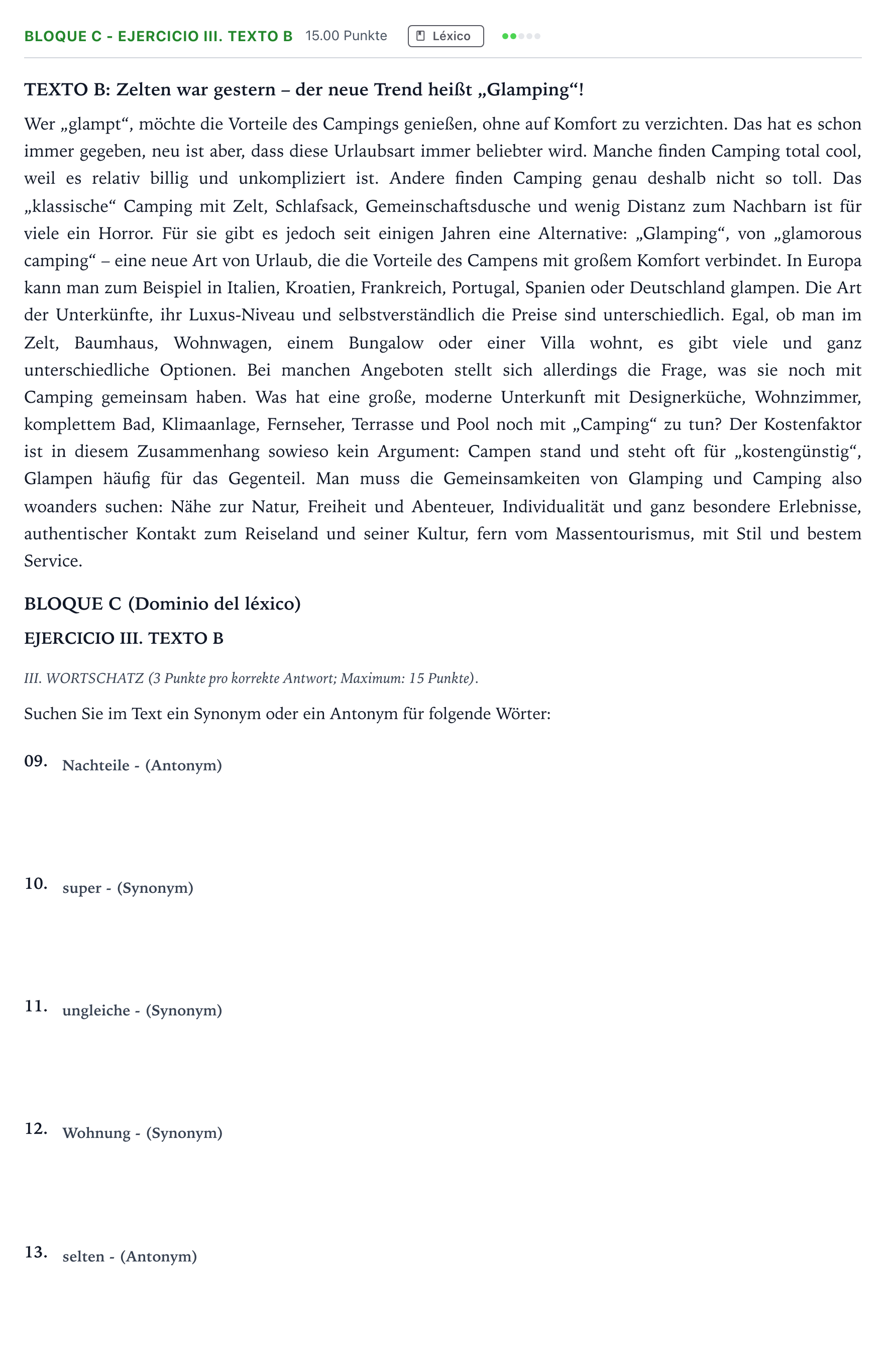 Enunciado: Bloque C - Ejercicio III. Texto B · Alemán PAU Andalucía Ordinaria Titular (Acceso) 2023