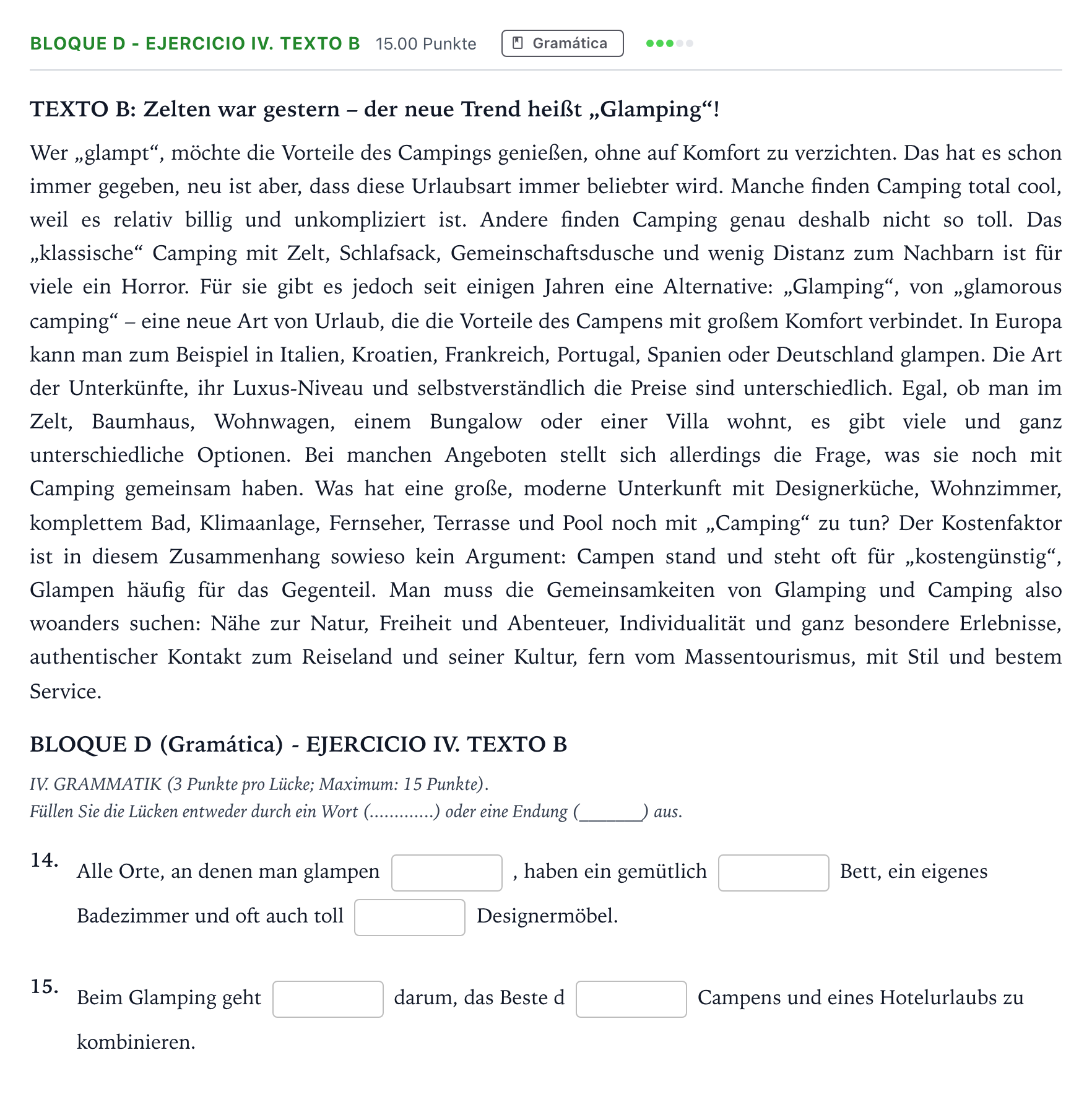 Enunciado: Bloque D - Ejercicio IV. Texto B · Alemán PAU Andalucía Ordinaria Titular (Acceso) 2023