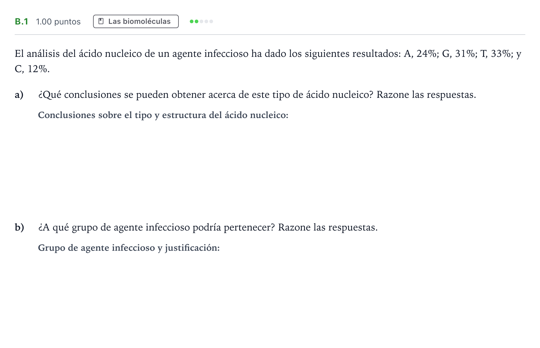 Enunciado: Ejercicio B.1 · Biología PAU Andalucía Extraordinaria Reserva 2023