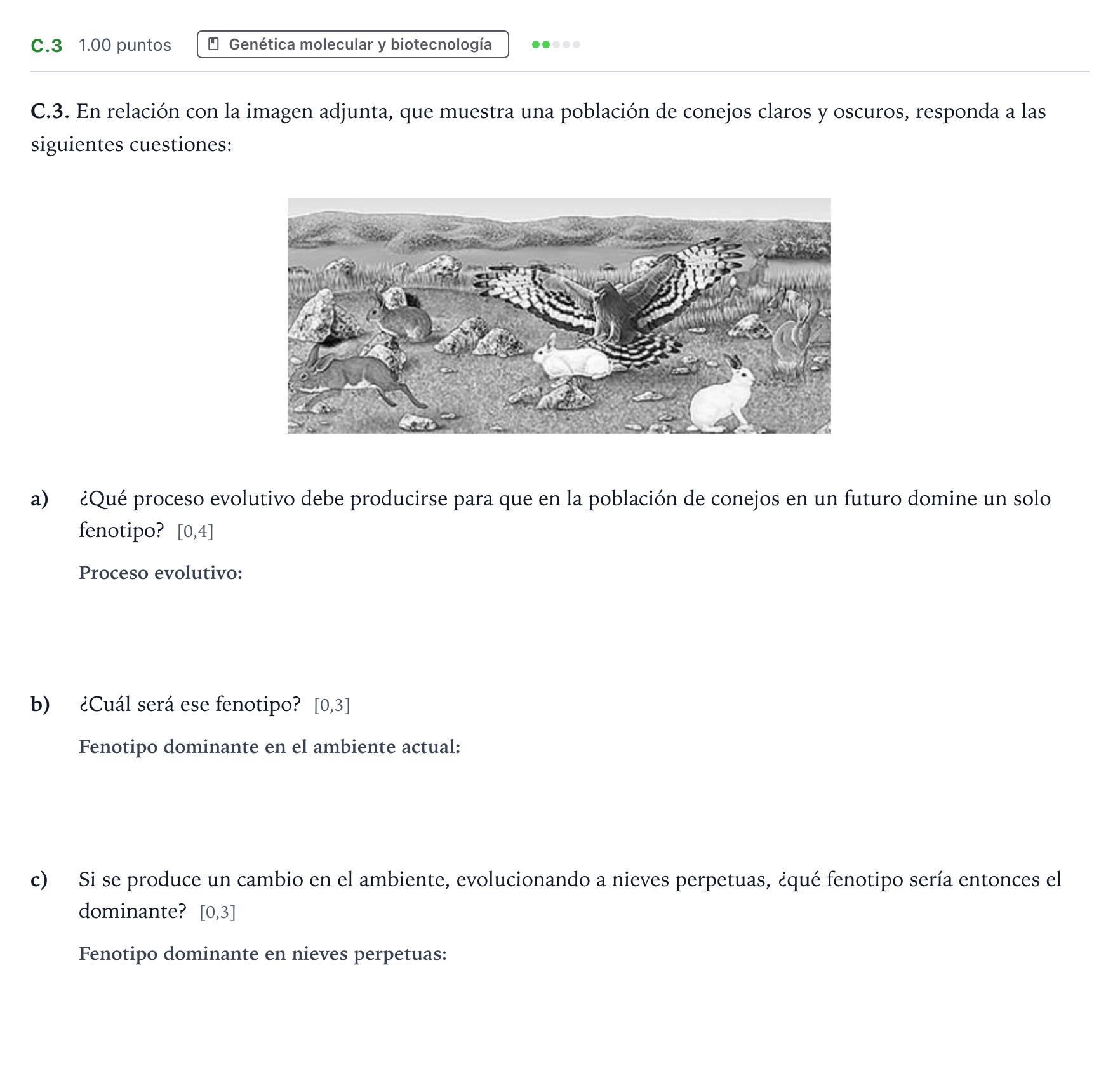 Enunciado: Ejercicio C.3 · Biología PAU Andalucía Extraordinaria Reserva 2023