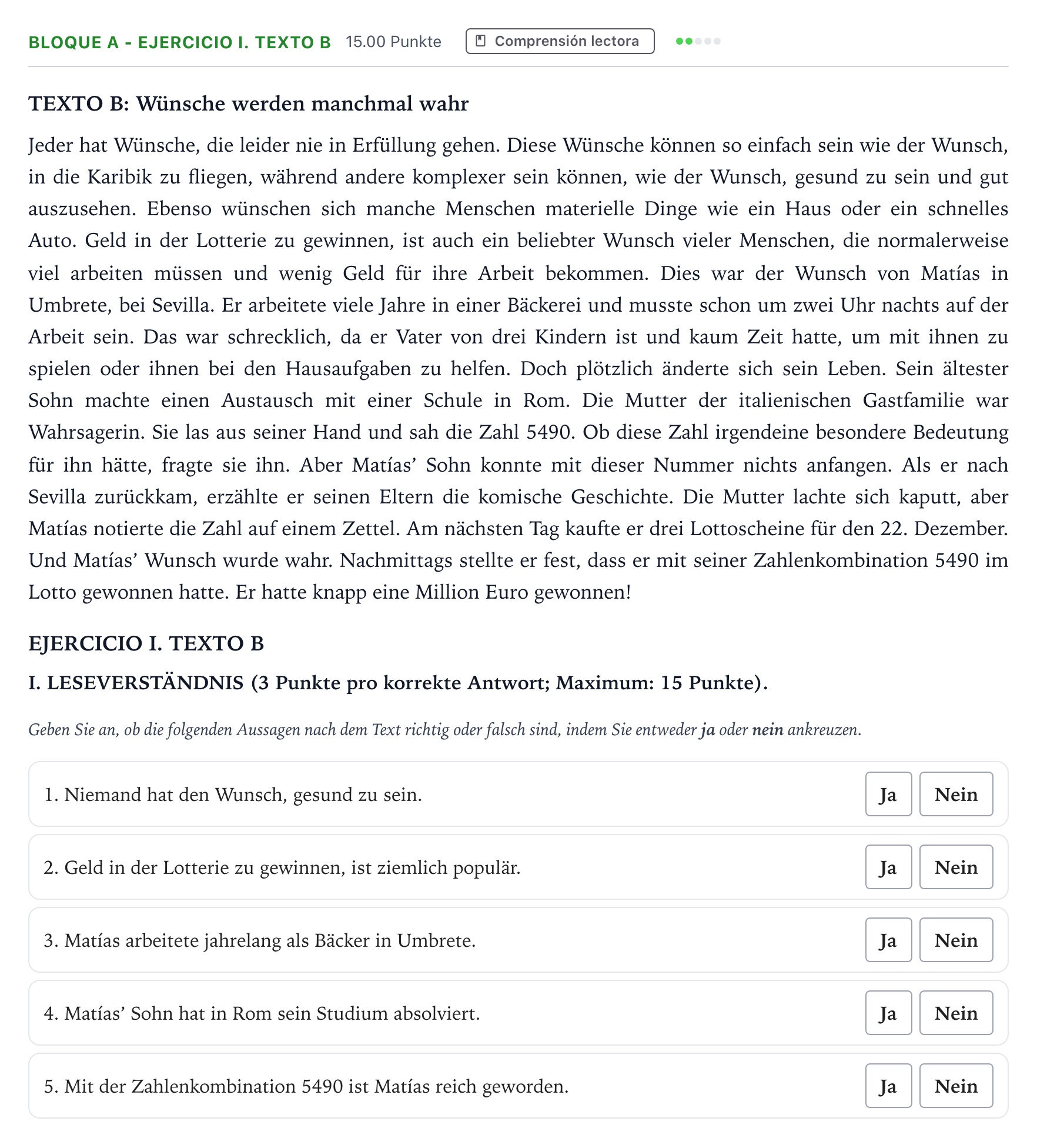 Enunciado: Bloque A - Ejercicio I. Texto B · Alemán PAU Andalucía Ordinaria Titular (Admisión) 2023