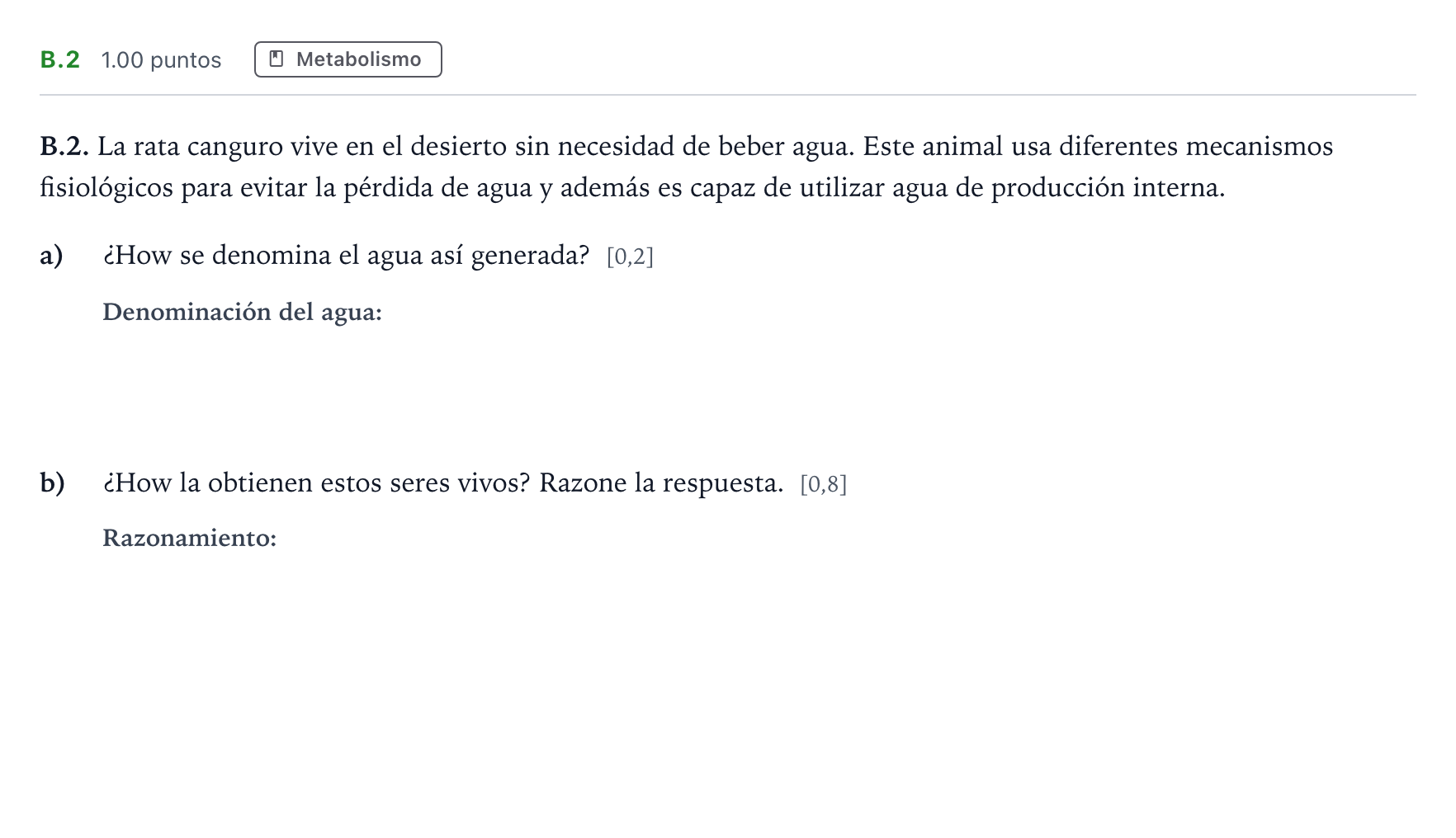 Enunciado: Ejercicio B.2 · Biología PAU Andalucía Extraordinaria Titular 2023