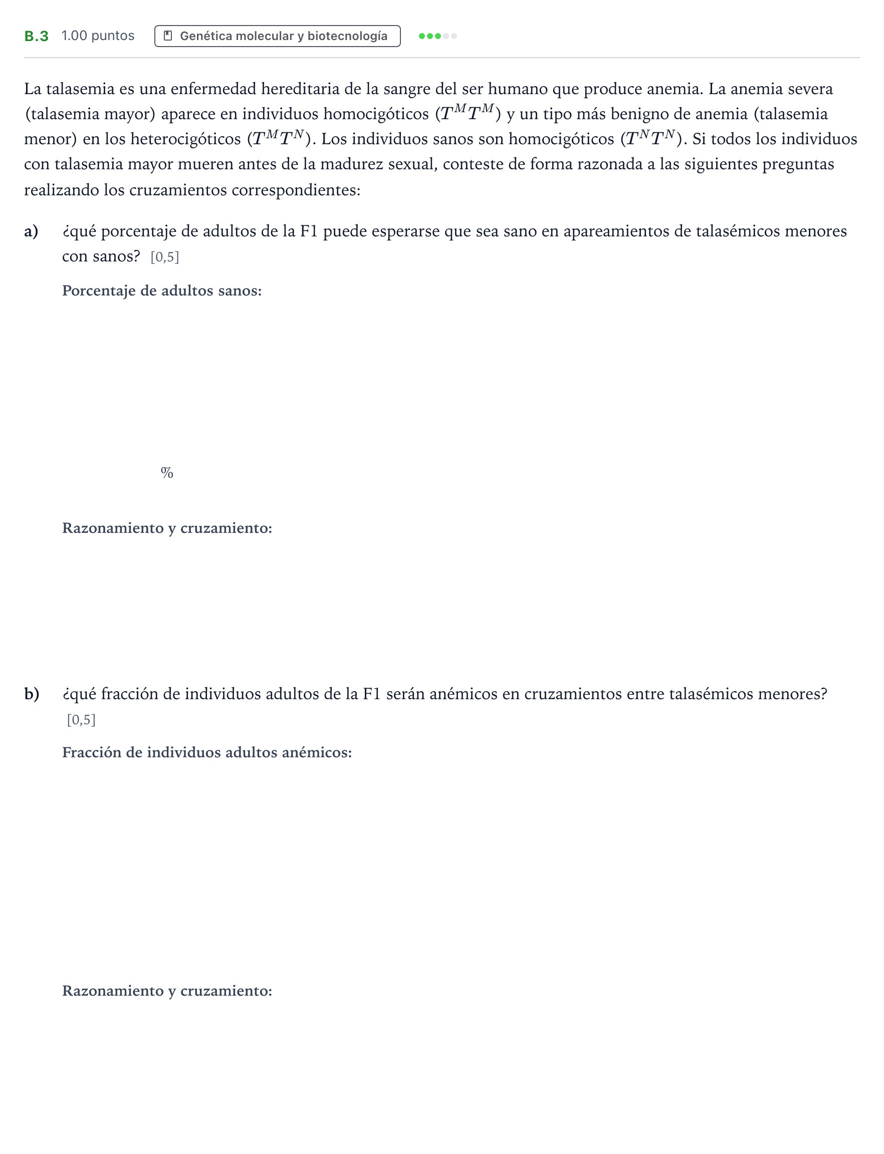 Enunciado: Ejercicio B.3 · Biología PAU Andalucía Extraordinaria Titular 2023
