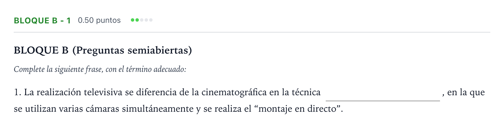 Enunciado: Bloque B - 1 · Cultura Audiovisual II PAU Andalucía Extraordinaria Reserva 2023