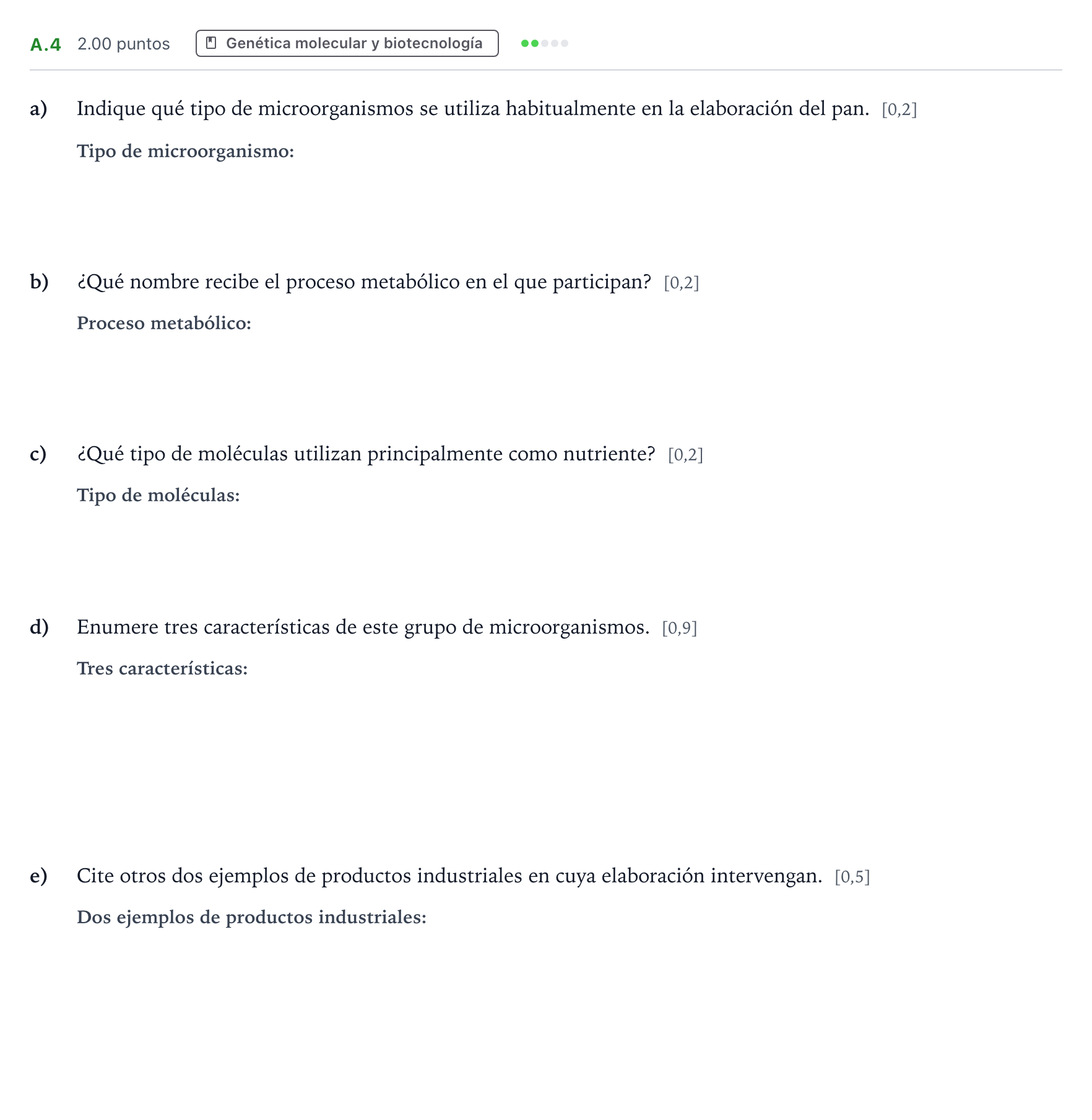 Enunciado: Ejercicio A.4 · Biología PAU Andalucía Ordinaria Reserva 2023