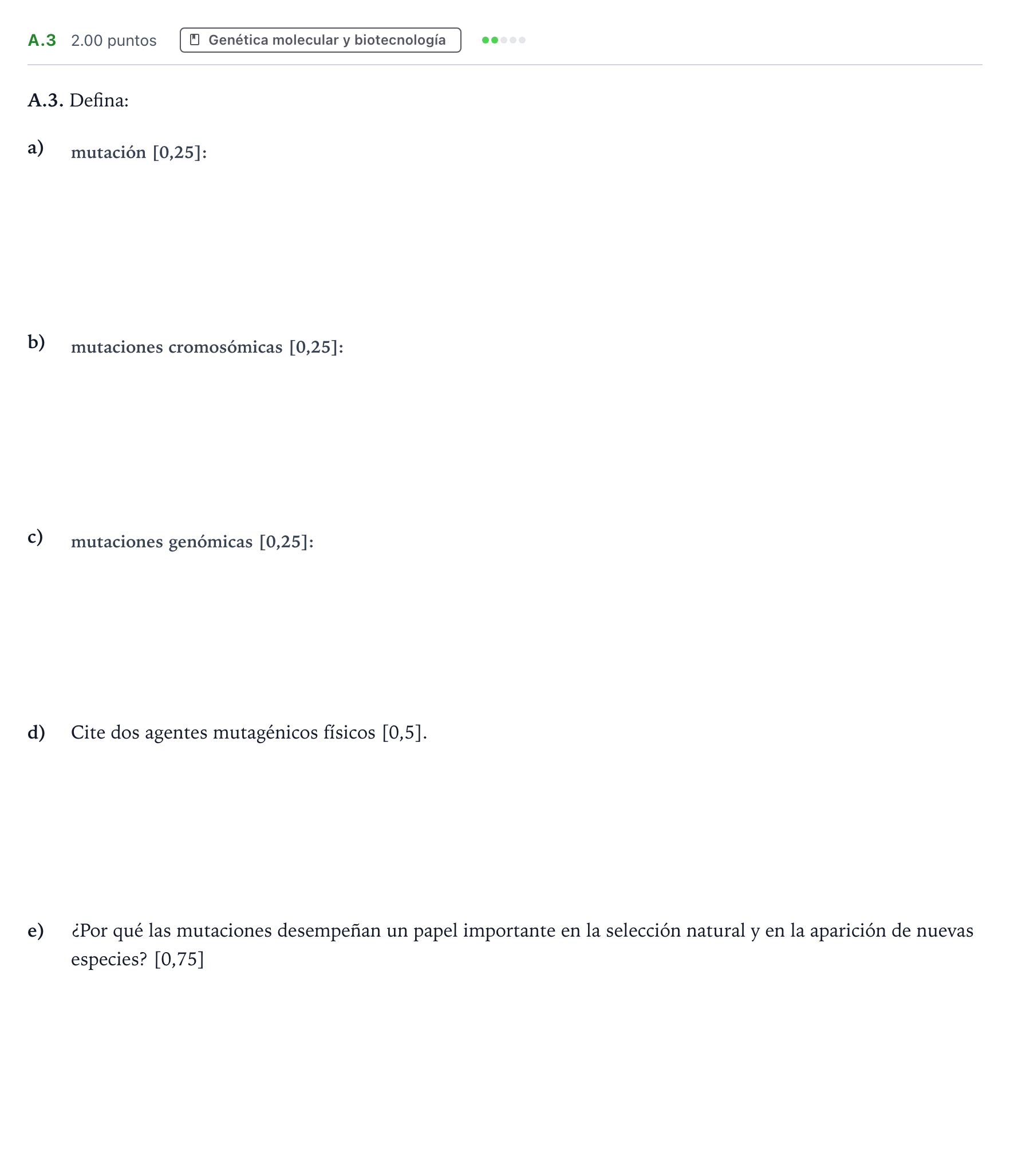 Enunciado: Ejercicio A.3 · Biología PAU Andalucía Ordinaria Suplente 2023