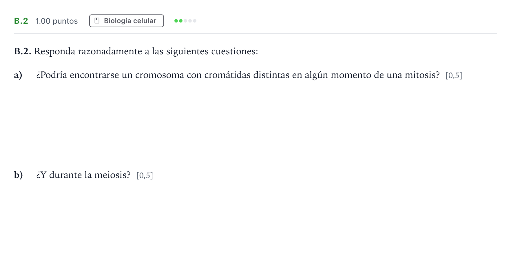 Enunciado: Ejercicio B.2 · Biología PAU Andalucía Ordinaria Suplente 2023
