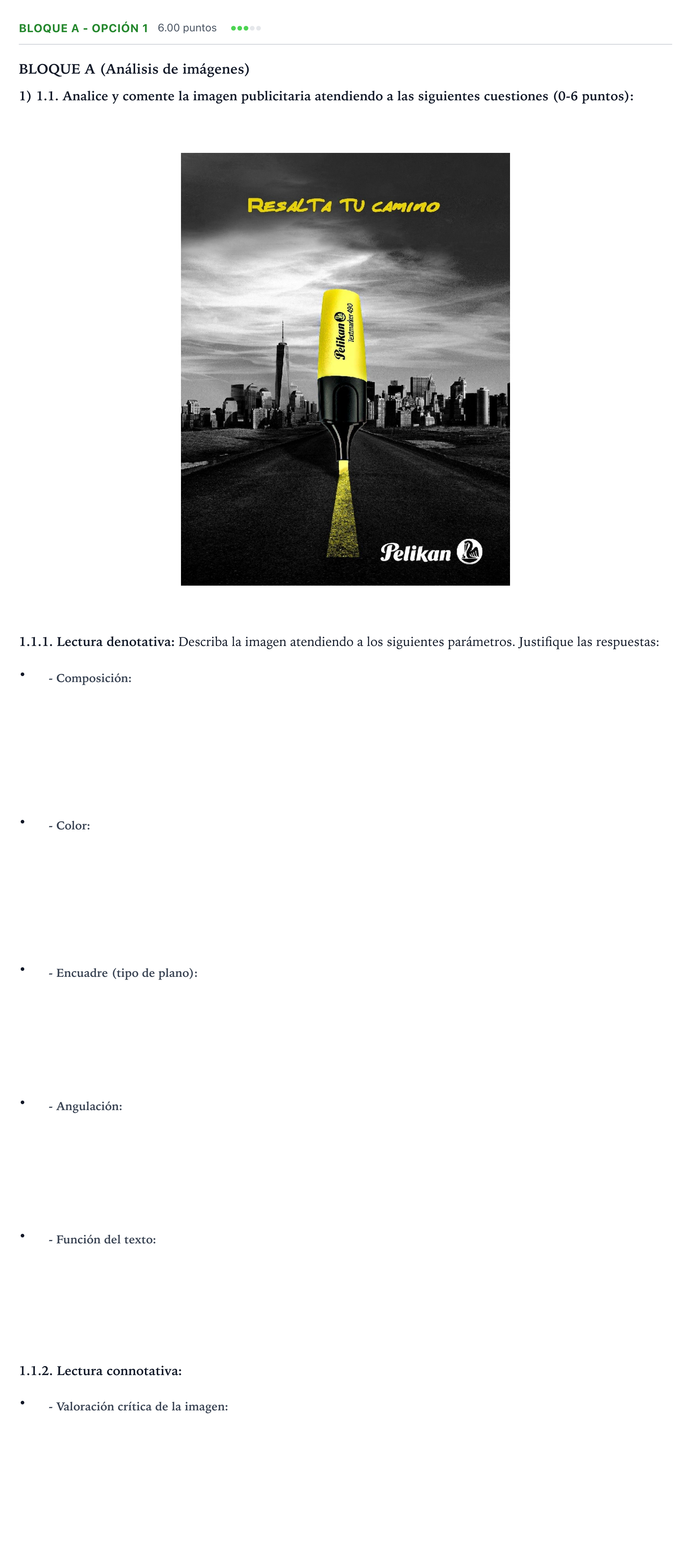 Enunciado: Bloque A - Opción 1 · Cultura Audiovisual II PAU Andalucía Extraordinaria Suplente 2023