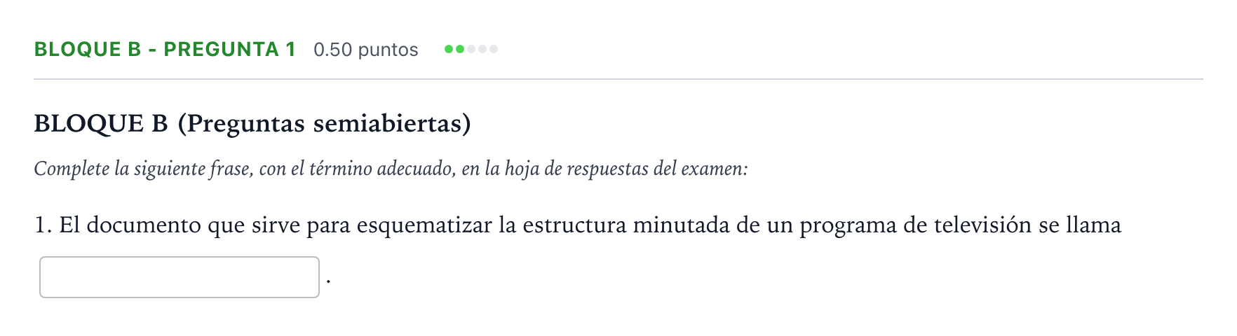 Enunciado: Bloque B - Pregunta 1 · Cultura Audiovisual II PAU Andalucía Extraordinaria Suplente 2023