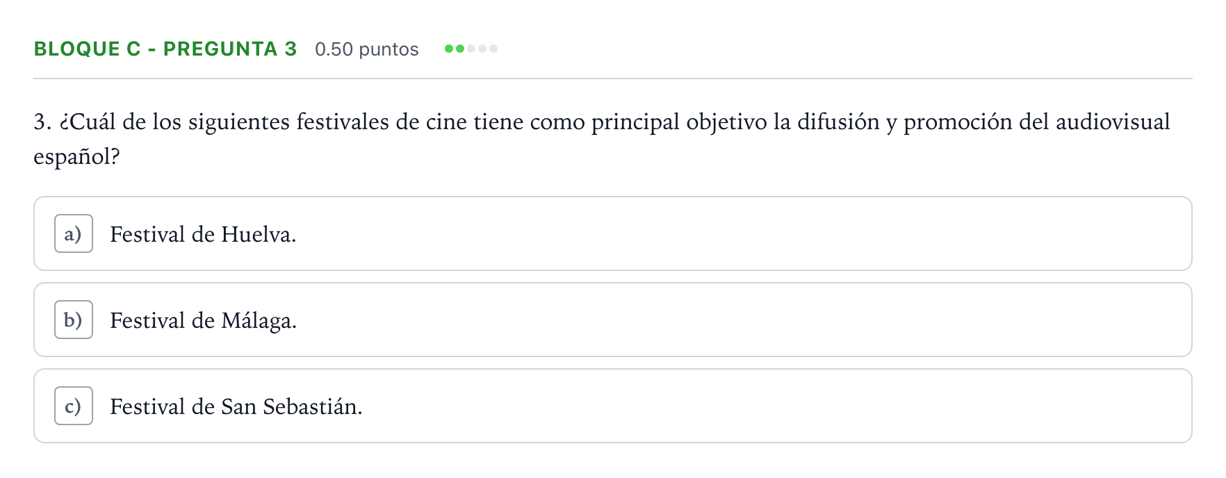 Enunciado: Bloque C - Pregunta 3 · Cultura Audiovisual II PAU Andalucía Extraordinaria Suplente 2023