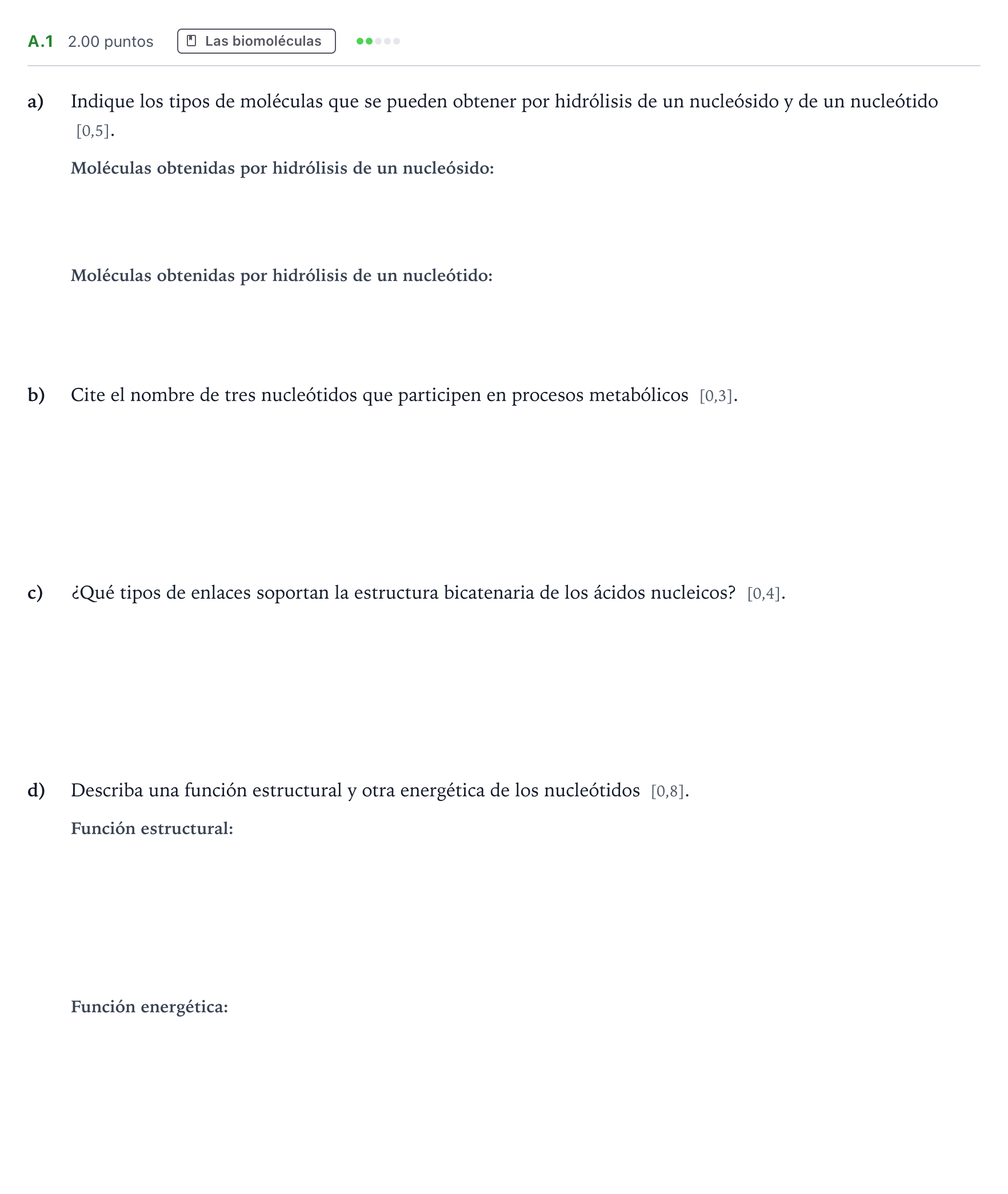 Enunciado: Ejercicio A.1 · Biología PAU Andalucía Ordinaria Titular 2023