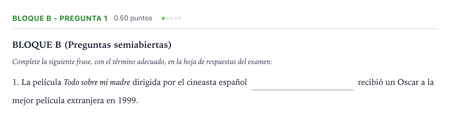 Enunciado: Bloque B - Pregunta 1 · Cultura Audiovisual II PAU Andalucía Extraordinaria Titular 2023