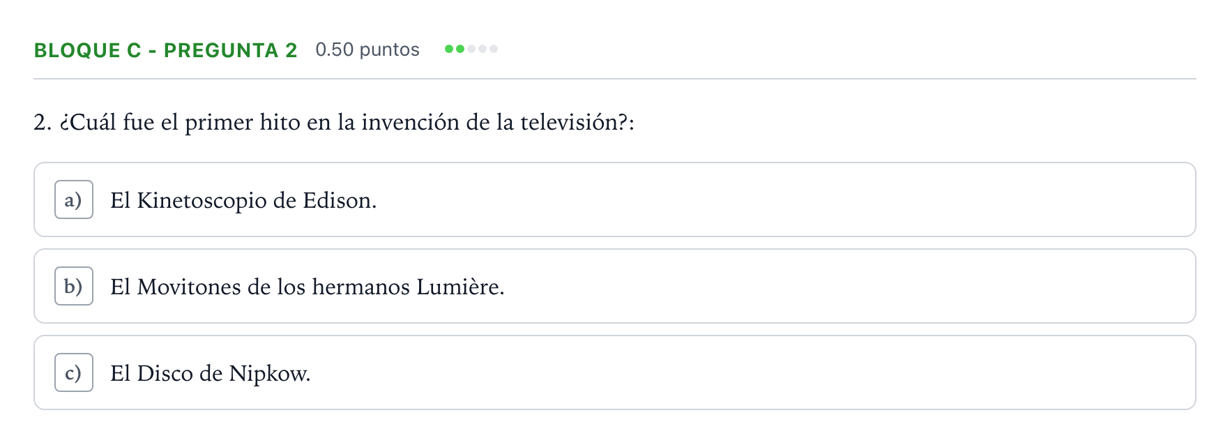 Enunciado: Bloque C - Pregunta 2 · Cultura Audiovisual II PAU Andalucía Extraordinaria Titular 2023
