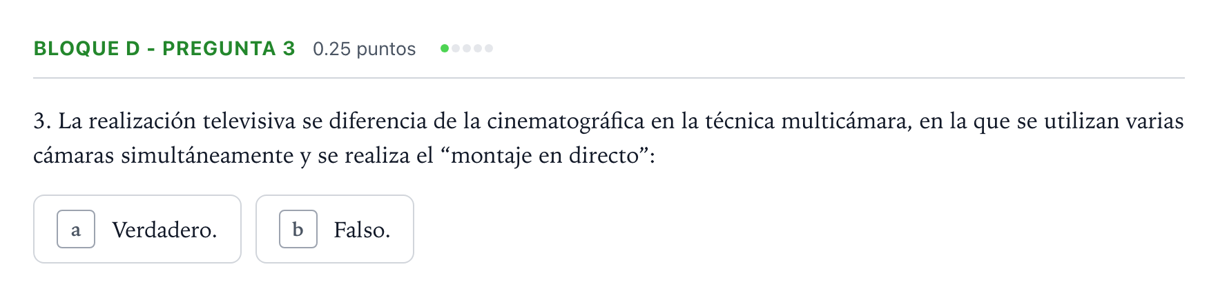 Enunciado: Bloque D - Pregunta 3 · Cultura Audiovisual II PAU Andalucía Extraordinaria Titular 2023