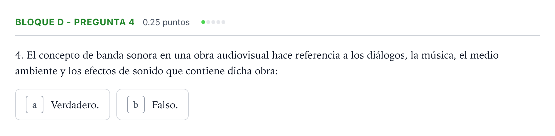 Enunciado: Bloque D - Pregunta 4 · Cultura Audiovisual II PAU Andalucía Extraordinaria Titular 2023