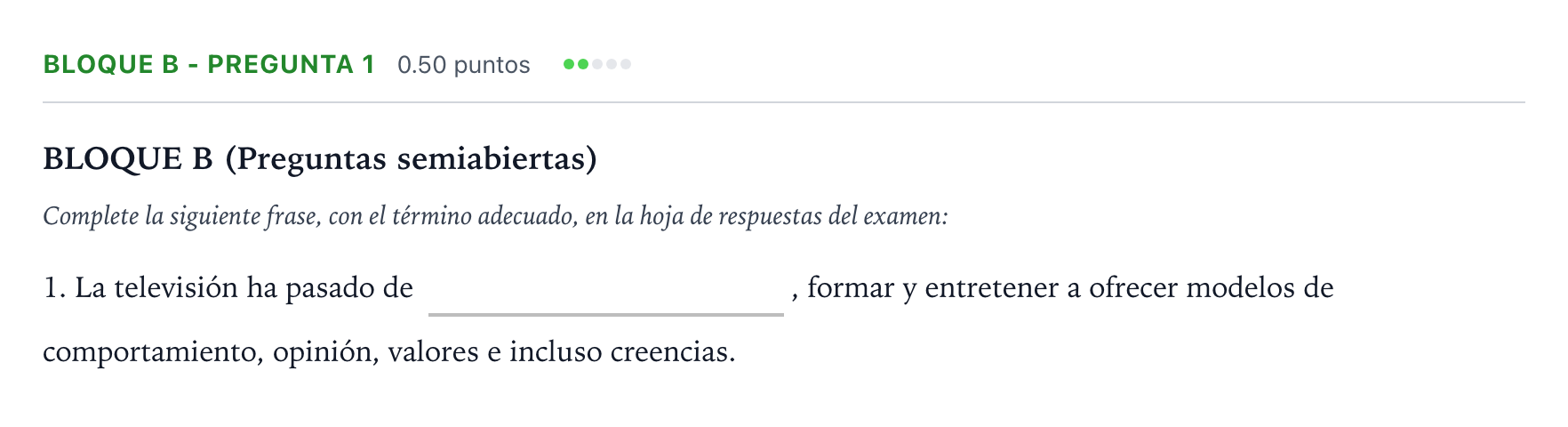 Enunciado: Bloque B - Pregunta 1 · Cultura Audiovisual II PAU Andalucía Ordinaria Reserva 2023