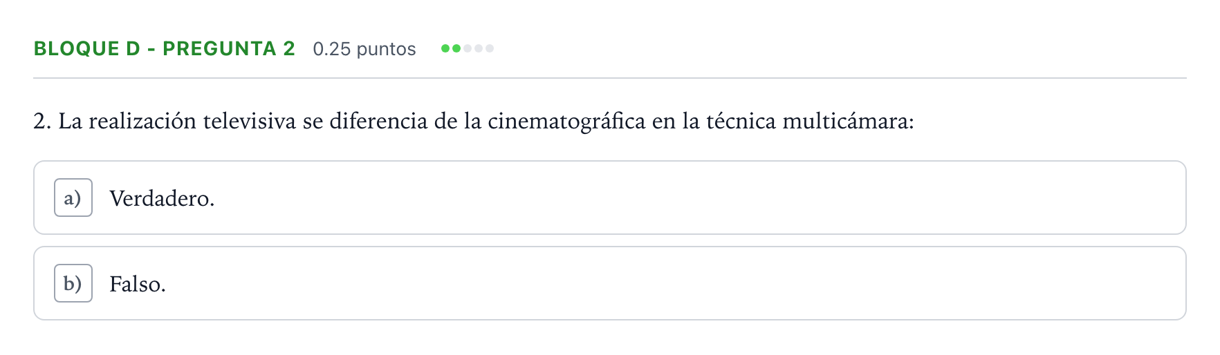 Enunciado: Bloque D - Pregunta 2 · Cultura Audiovisual II PAU Andalucía Ordinaria Reserva 2023
