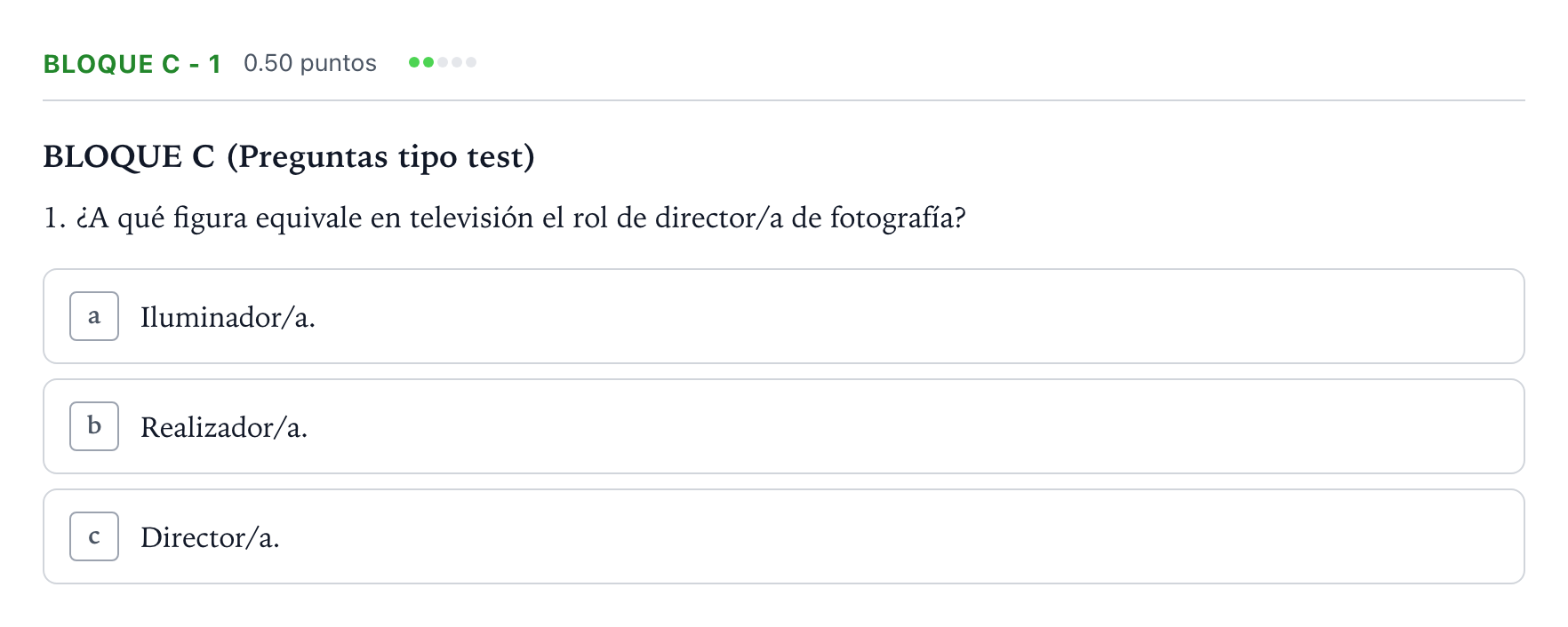 Enunciado: Bloque C - 1 · Cultura Audiovisual II PAU Andalucía Ordinaria Suplente 2023