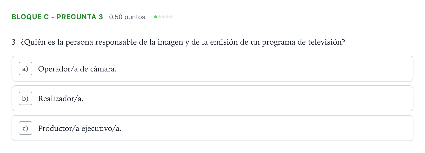 Enunciado: Bloque C - Pregunta 3 · Cultura Audiovisual II PAU Andalucía Ordinaria Titular 2023