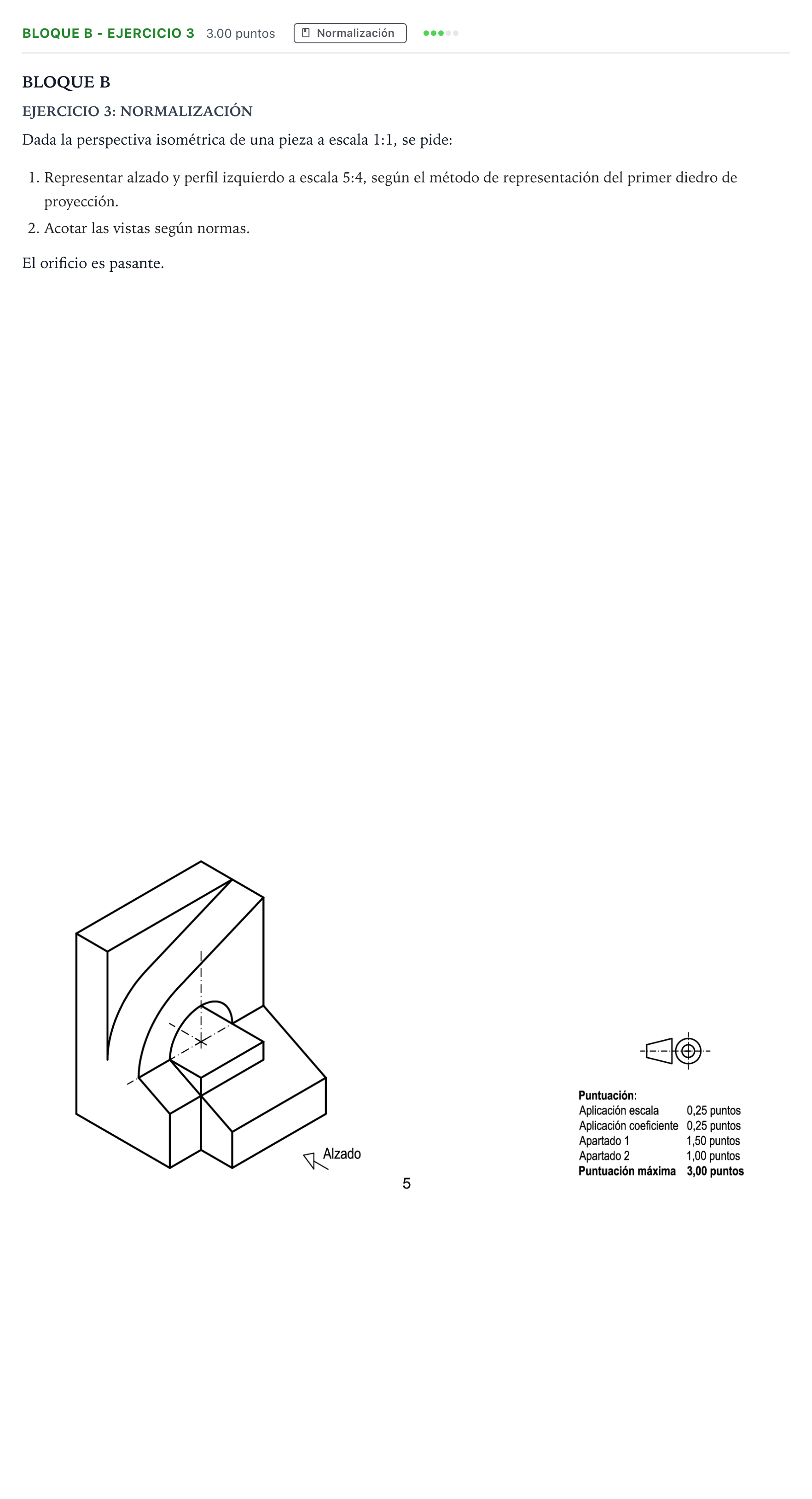 Enunciado: Bloque B - Ejercicio 3 · Dibujo técnico II PAU Andalucía Extraordinaria Reserva 2023