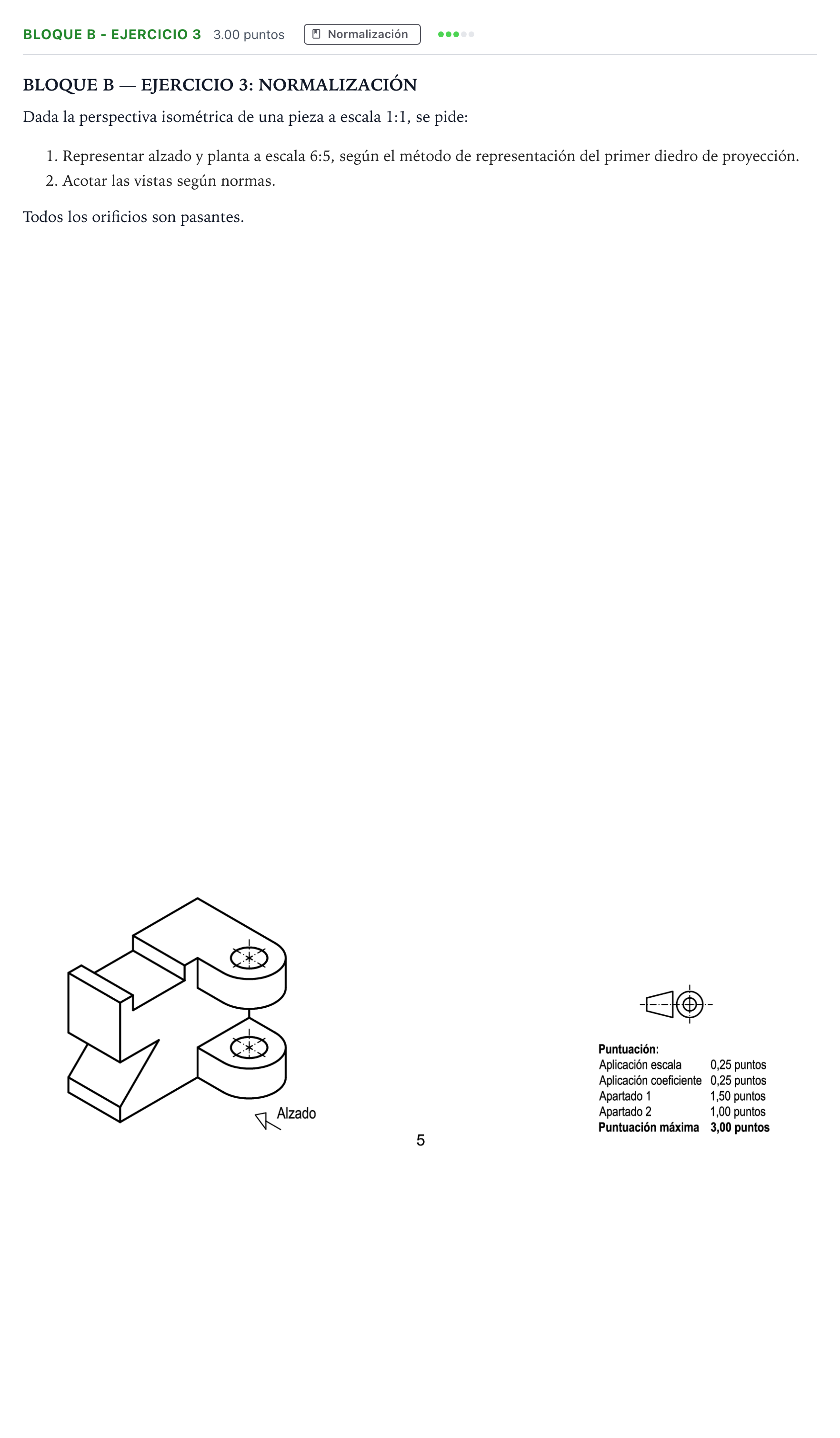 Enunciado: Bloque B - Ejercicio 3 · Dibujo técnico II PAU Andalucía Extraordinaria Titular 2023