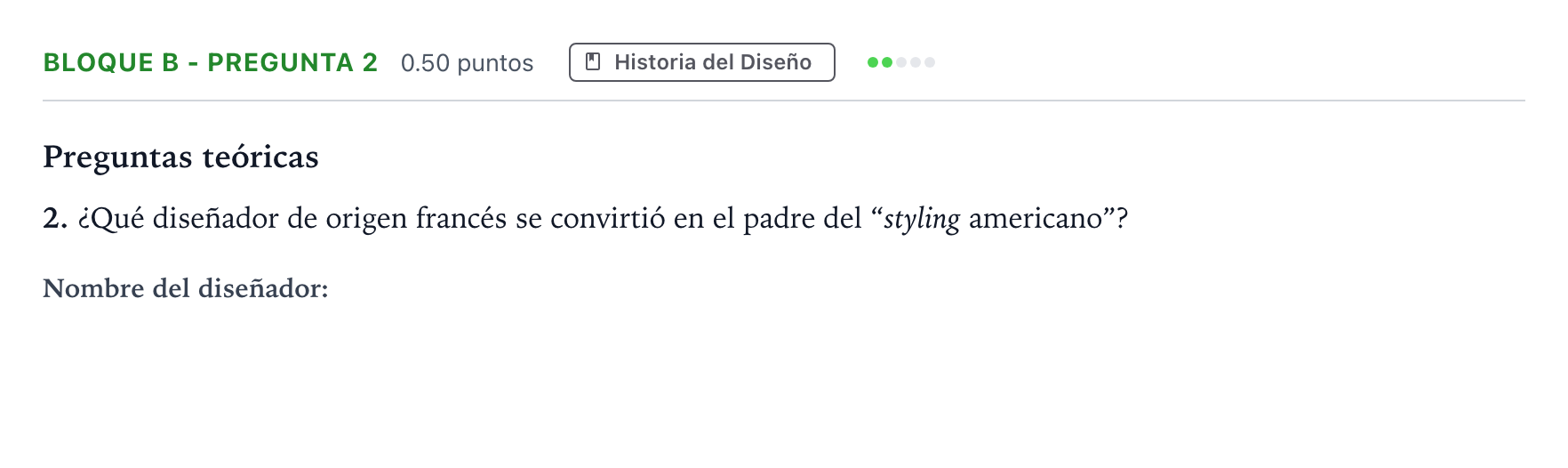 Enunciado: Bloque B - Pregunta 2 · Diseño PAU Andalucía Extraordinaria Suplente 2023