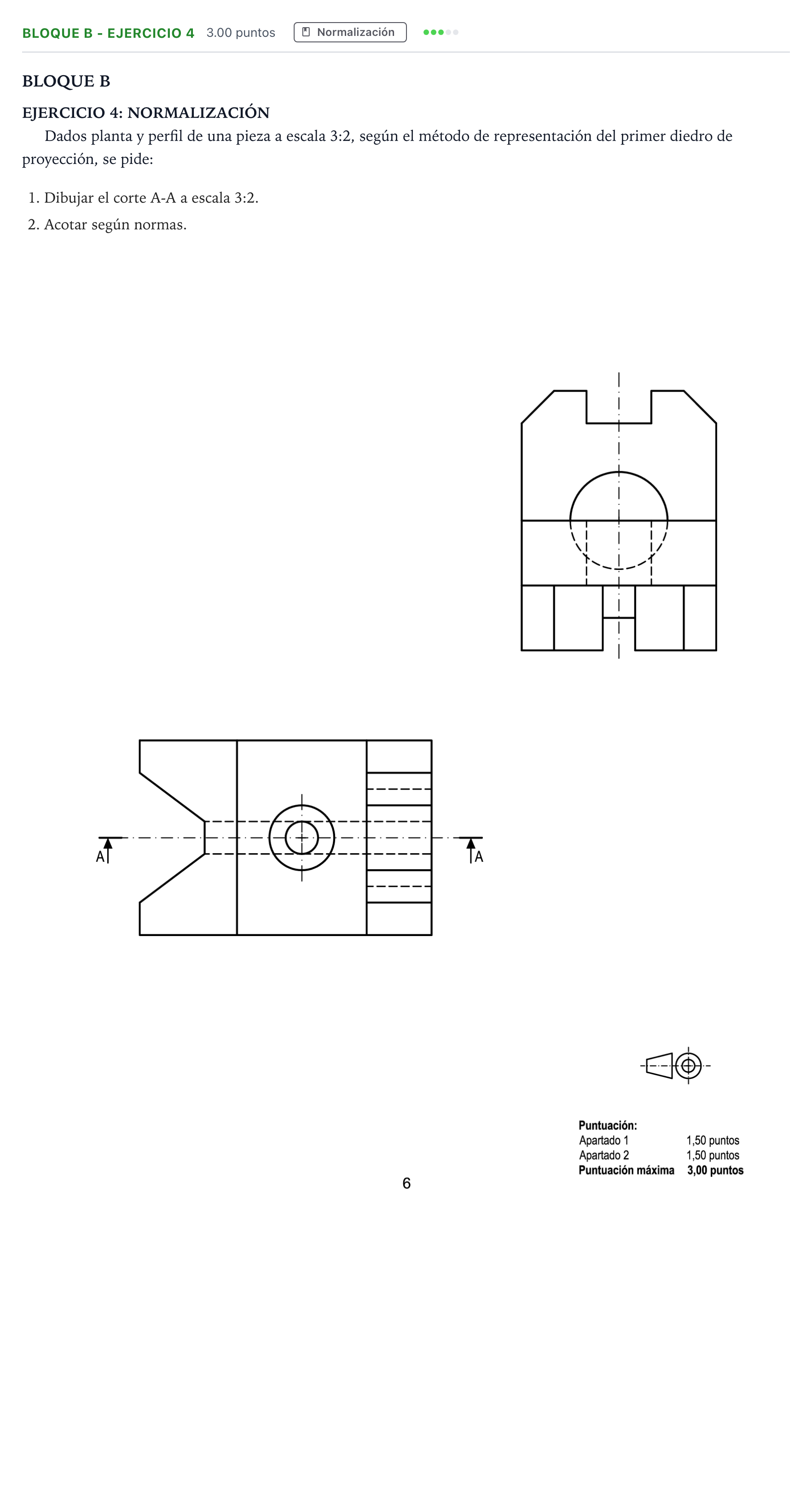 Enunciado: Bloque B - Ejercicio 4 · Dibujo técnico II PAU Andalucía Ordinaria Reserva 2023