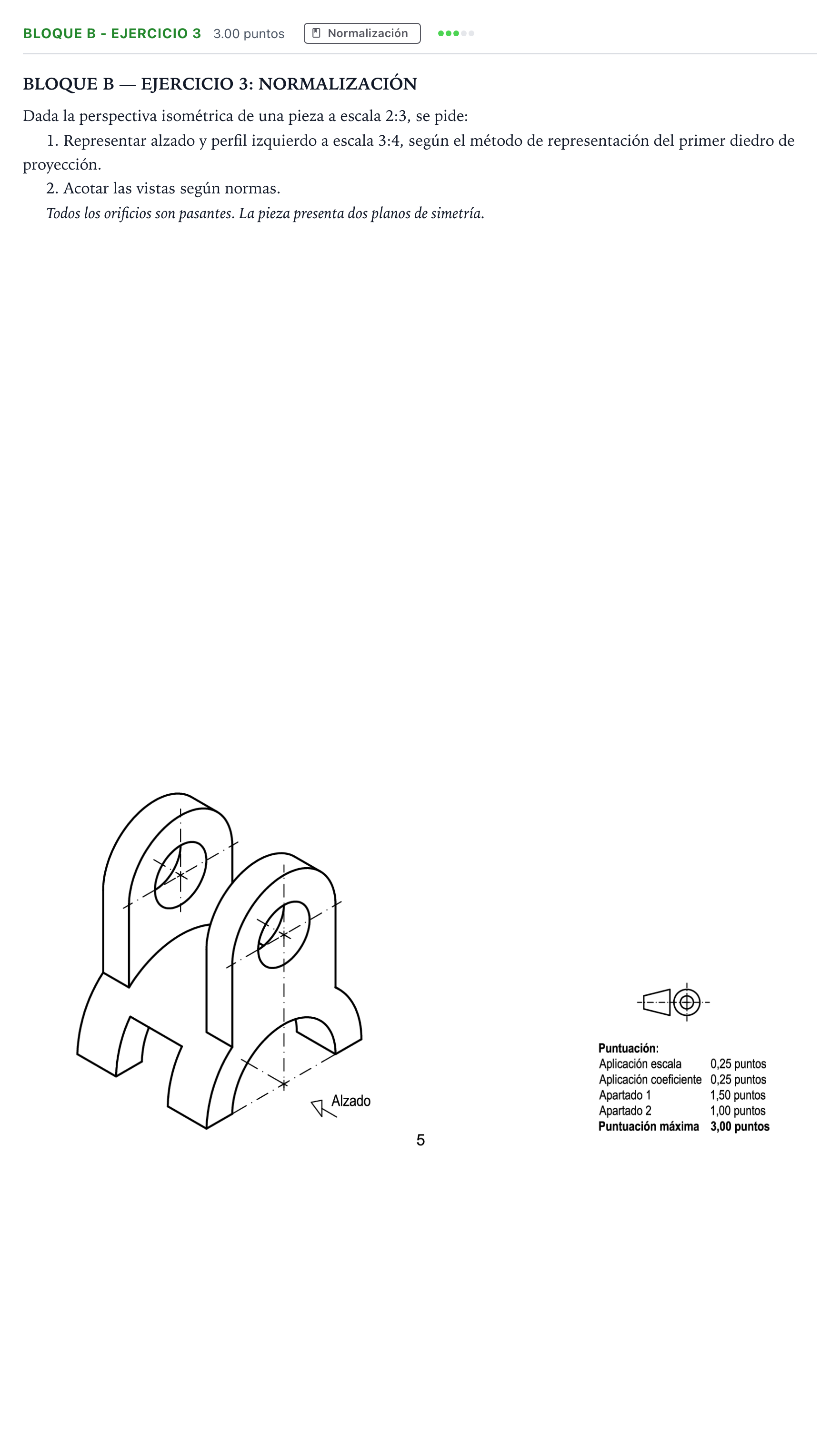 Enunciado: Bloque B - Ejercicio 3 · Dibujo técnico II PAU Andalucía Ordinaria Suplente 2023