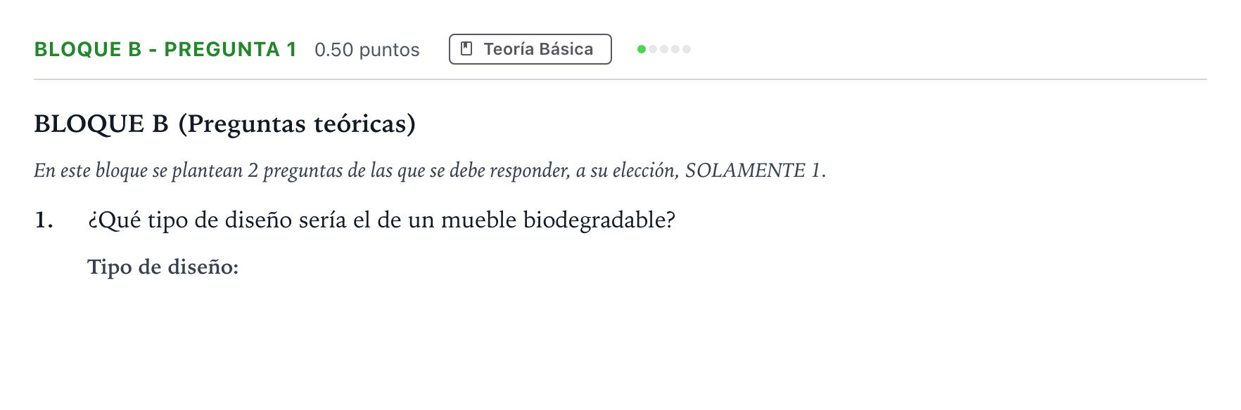 Enunciado: Bloque B - Pregunta 1 · Diseño PAU Andalucía Extraordinaria Titular 2023