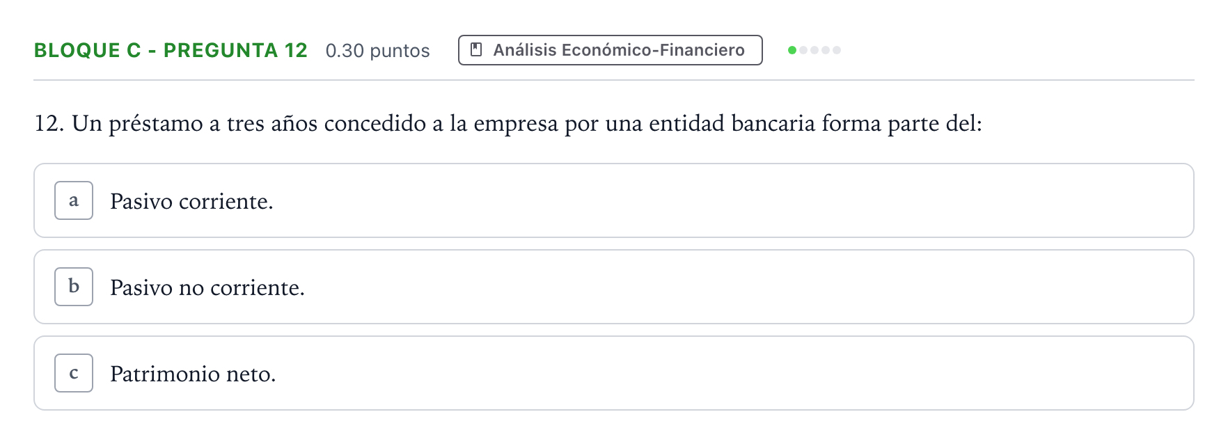 Enunciado: Bloque C - Pregunta 12 · Economía de la Empresa PAU Andalucía Extraordinaria Reserva 2023