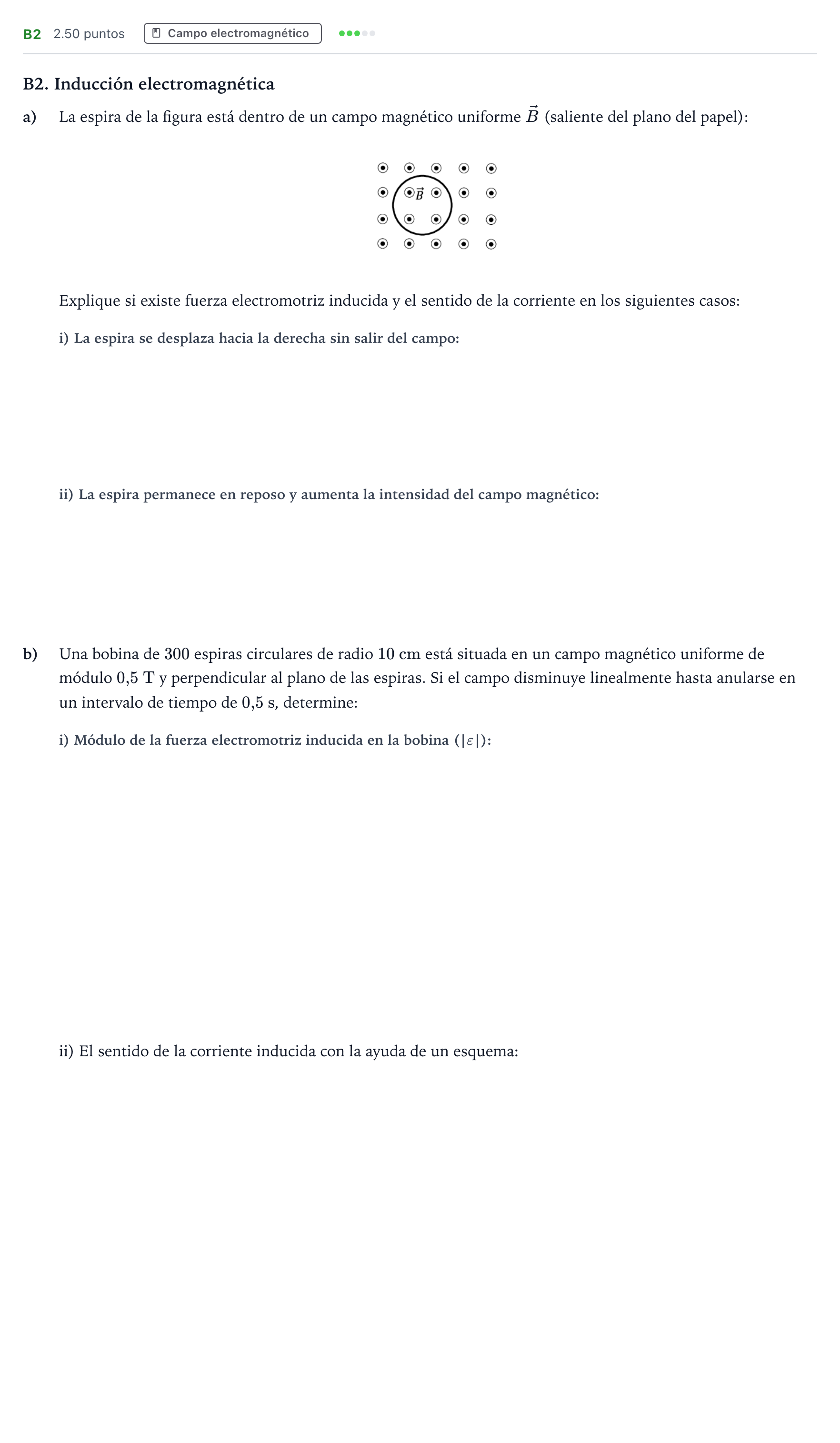 Enunciado: Ejercicio B2 · Física PAU Andalucía Extraordinaria Reserva 2023
