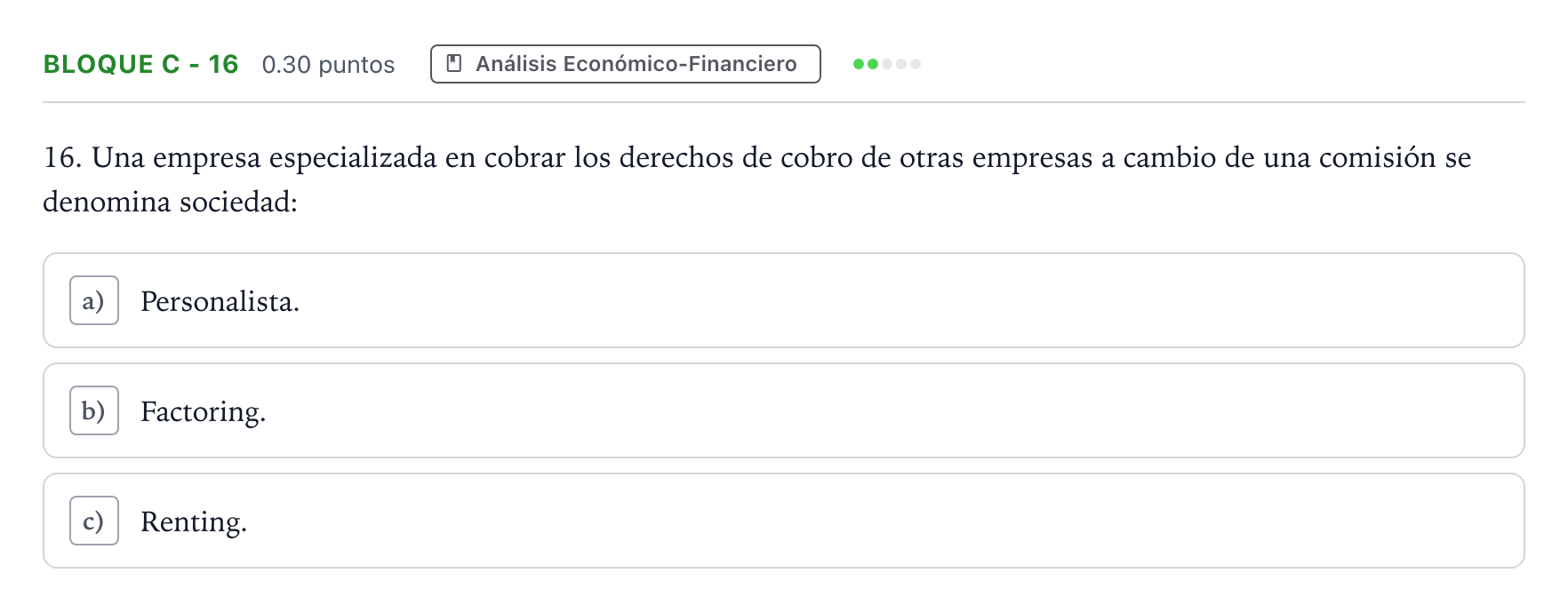 Enunciado: Bloque C - 16 · Economía de la Empresa PAU Andalucía Extraordinaria Suplente 2023
