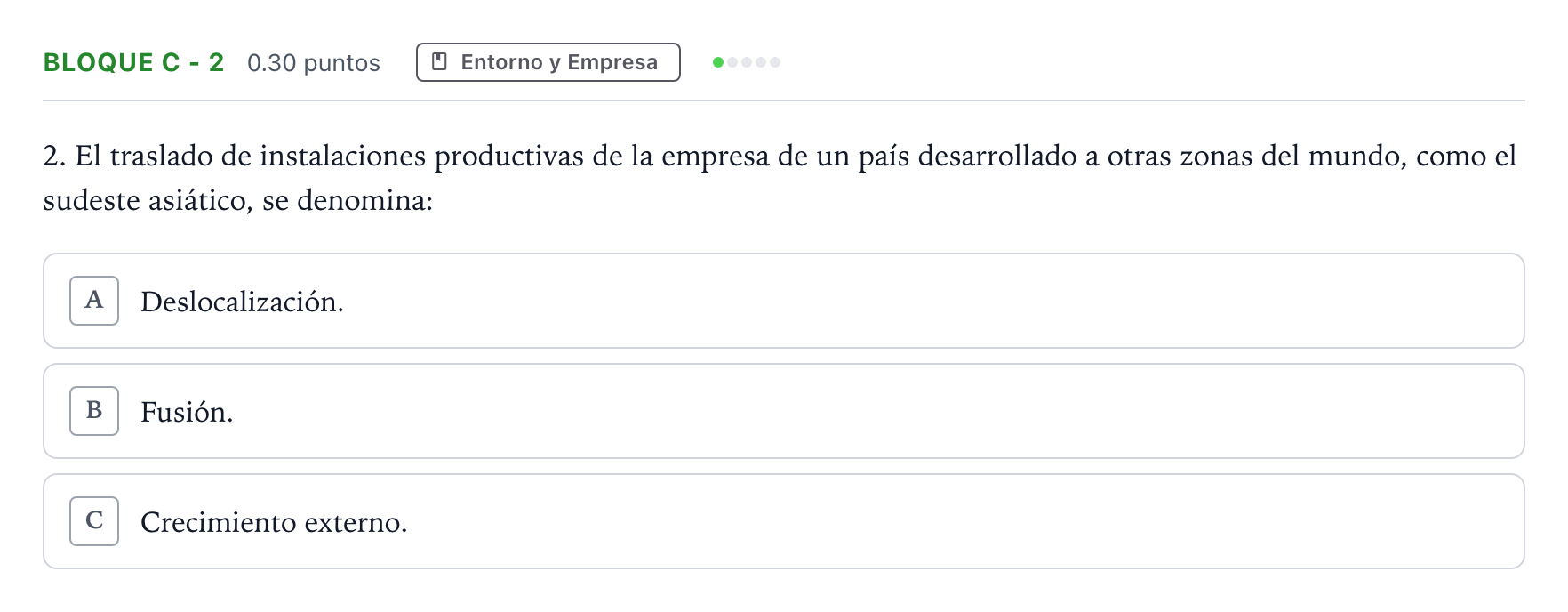 Enunciado: Bloque C - 2 · Economía de la Empresa PAU Andalucía Extraordinaria Suplente 2023