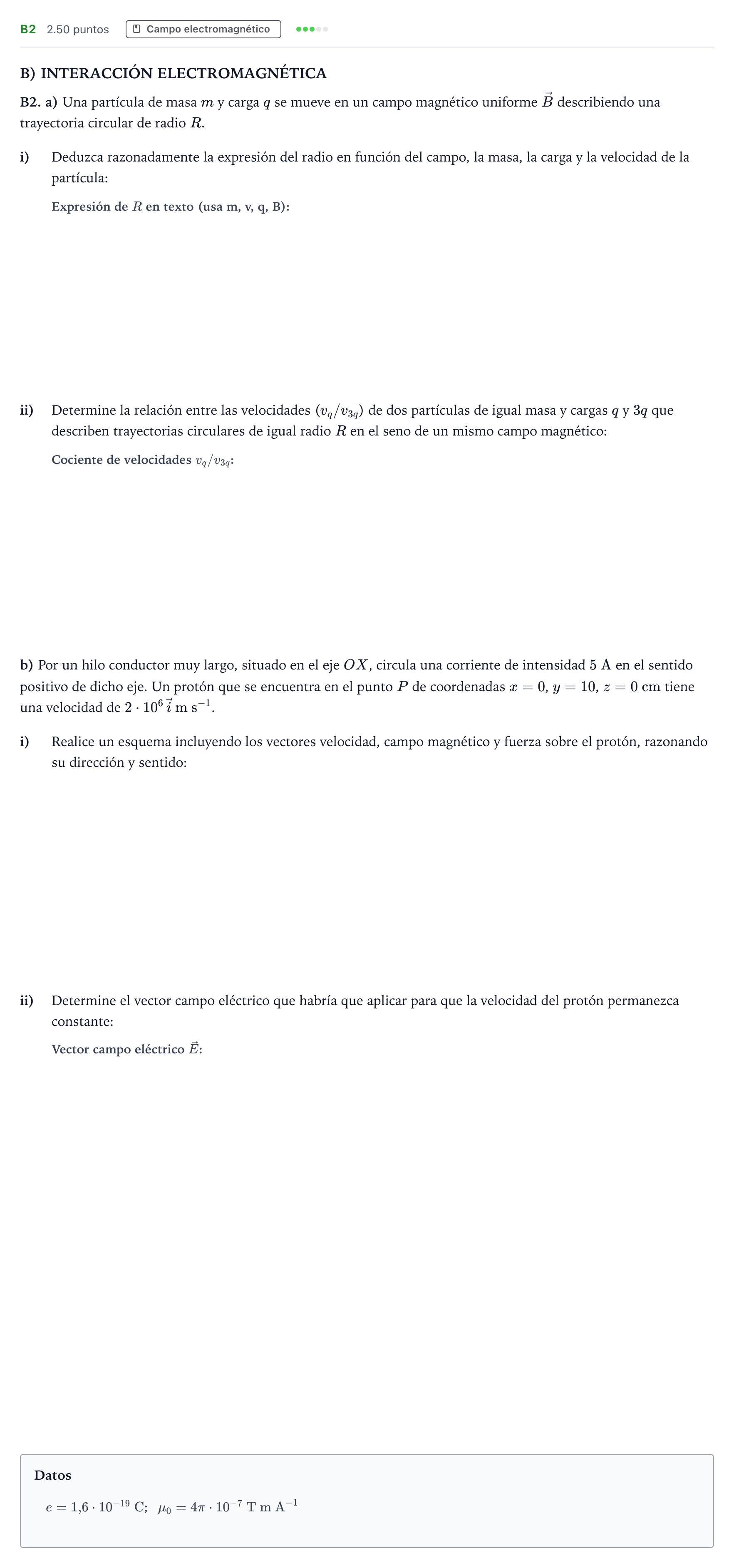 Enunciado: Ejercicio B2 · Física PAU Andalucía Extraordinaria Suplente 2023