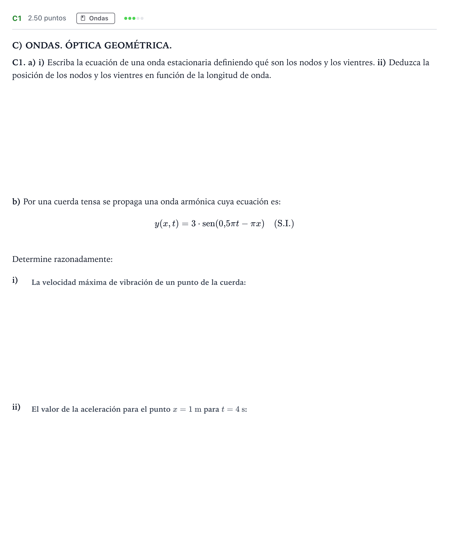 Enunciado: Ejercicio C1 · Física PAU Andalucía Extraordinaria Suplente 2023