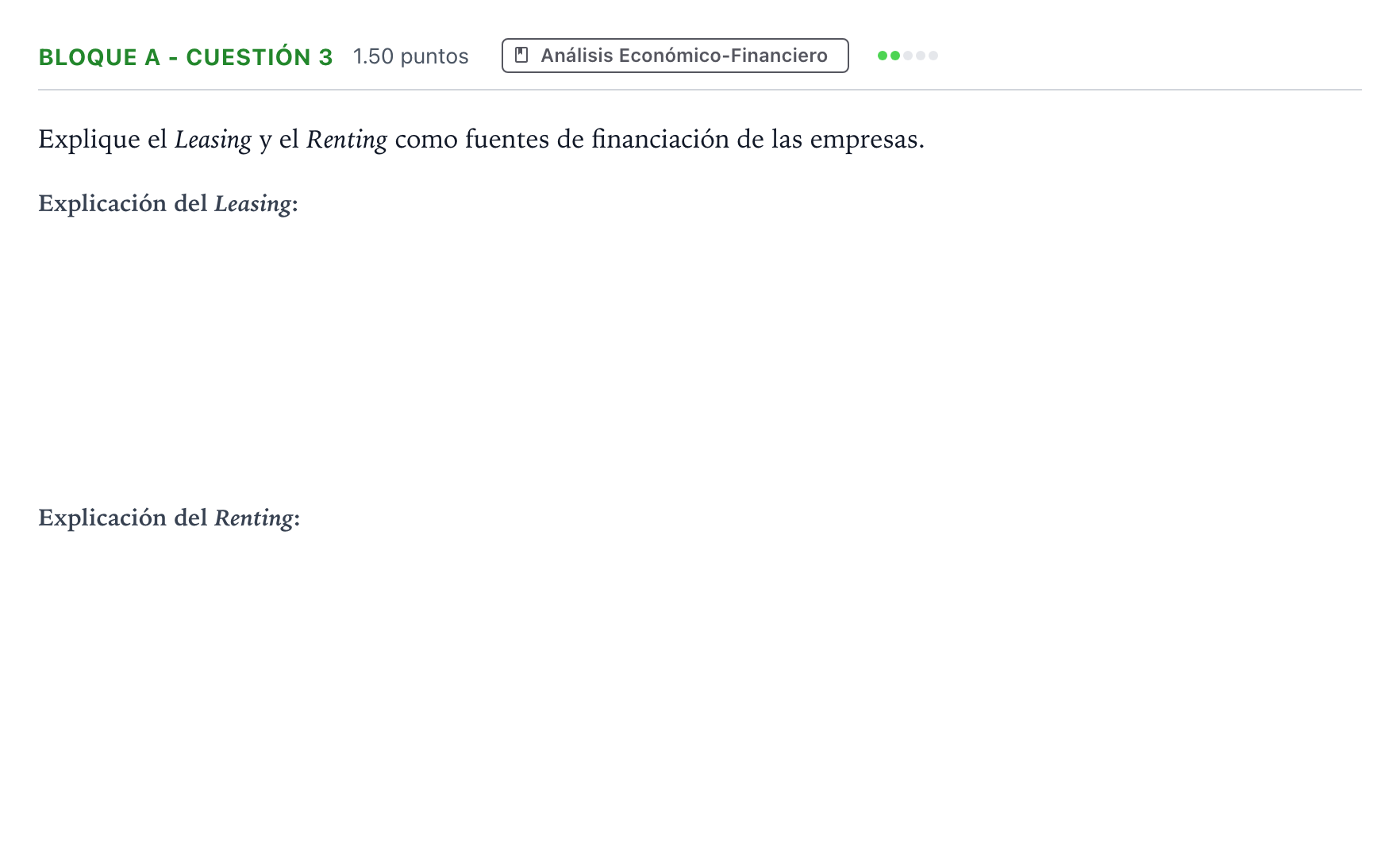 Enunciado: Bloque A - Cuestión 3 · Economía de la Empresa PAU Andalucía Extraordinaria Titular 2023