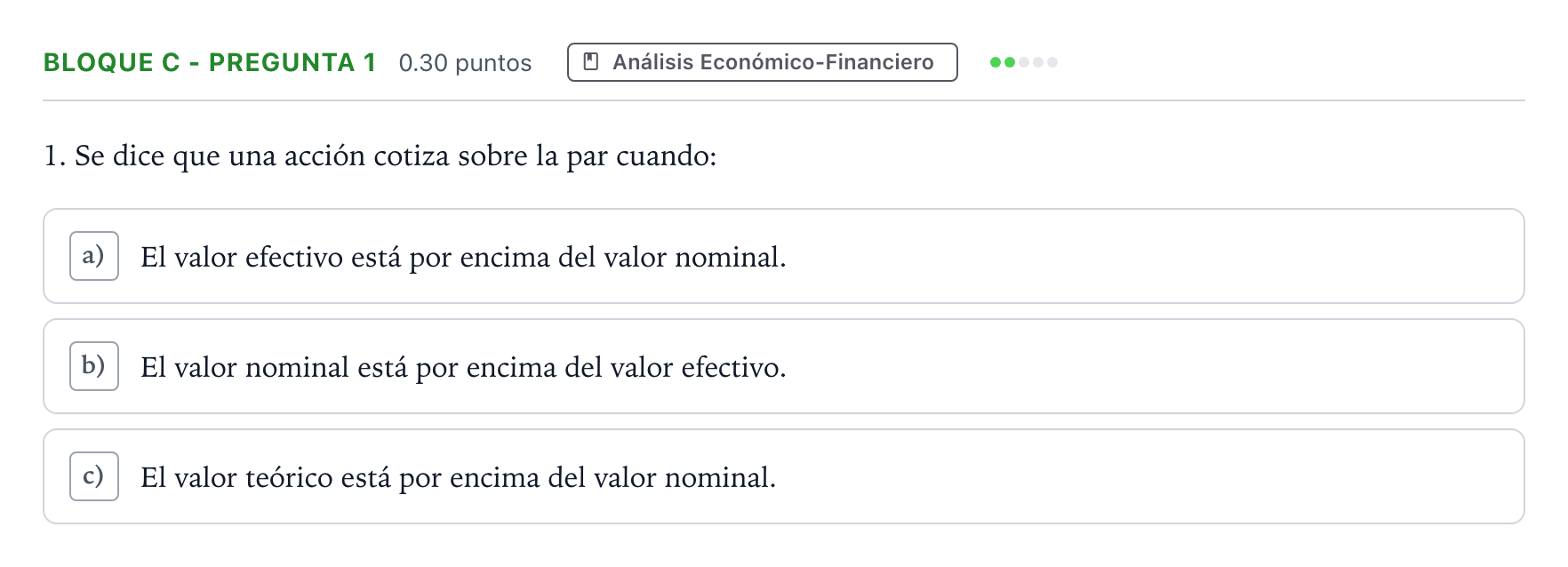 Enunciado: Bloque C - Pregunta 1 · Economía de la Empresa PAU Andalucía Extraordinaria Titular 2023