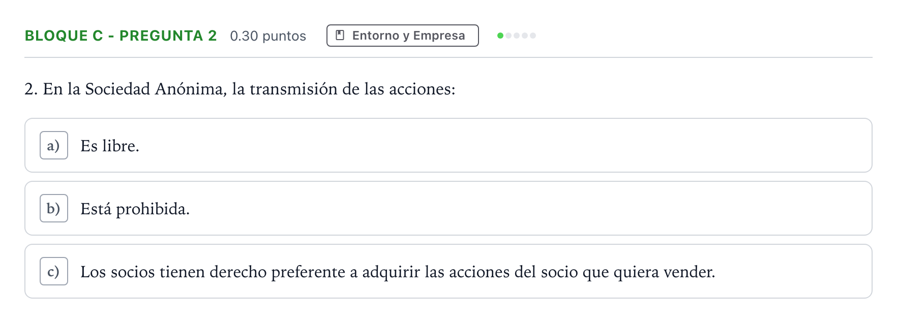 Enunciado: Bloque C - Pregunta 2 · Economía de la Empresa PAU Andalucía Extraordinaria Titular 2023