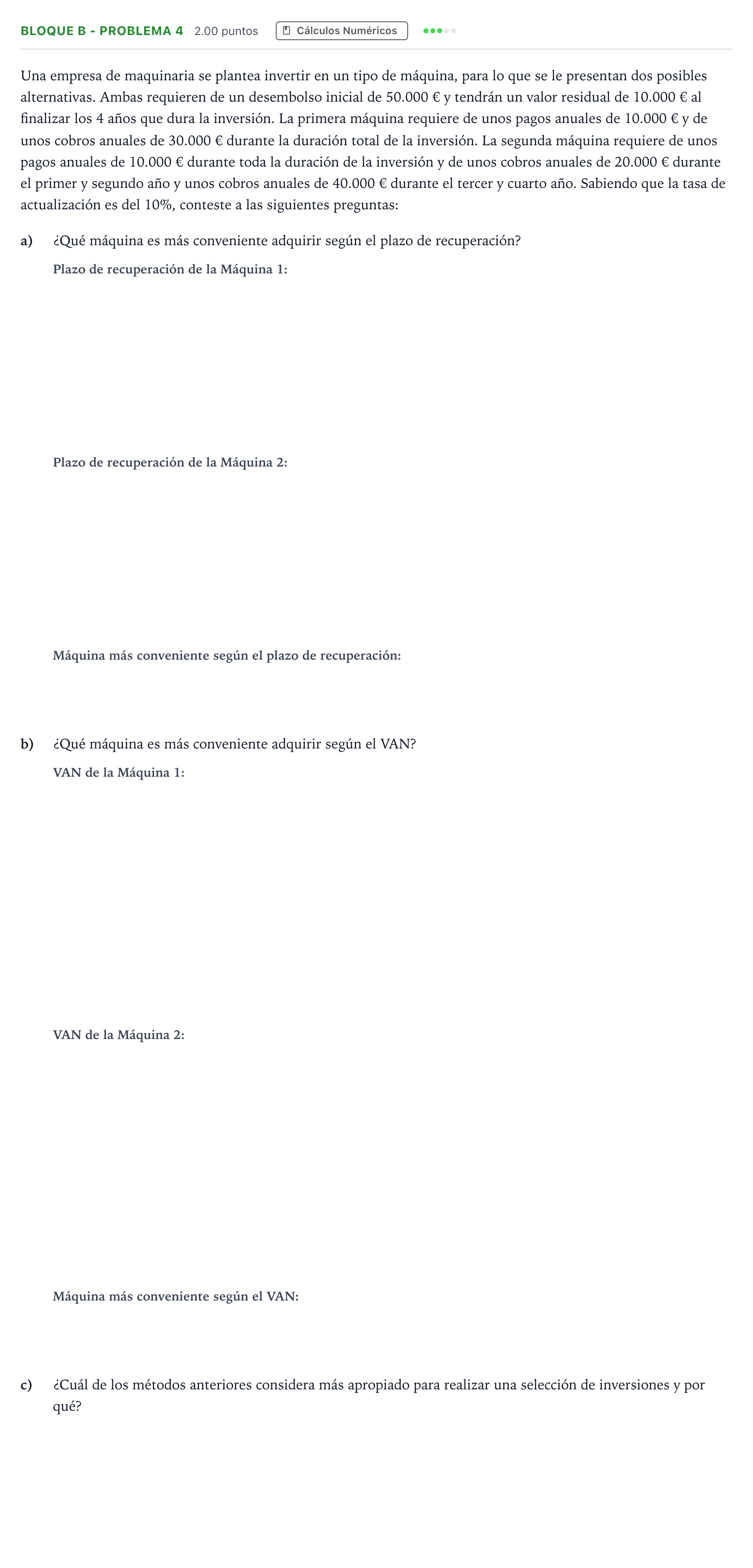 Enunciado: Bloque B - Problema 4 · Economía de la Empresa PAU Andalucía Ordinaria Reserva 2023