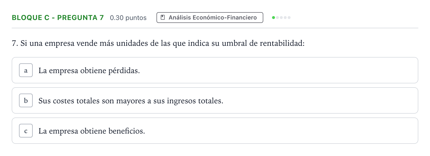 Enunciado: Bloque C - Pregunta 7 · Economía de la Empresa PAU Andalucía Ordinaria Reserva 2023