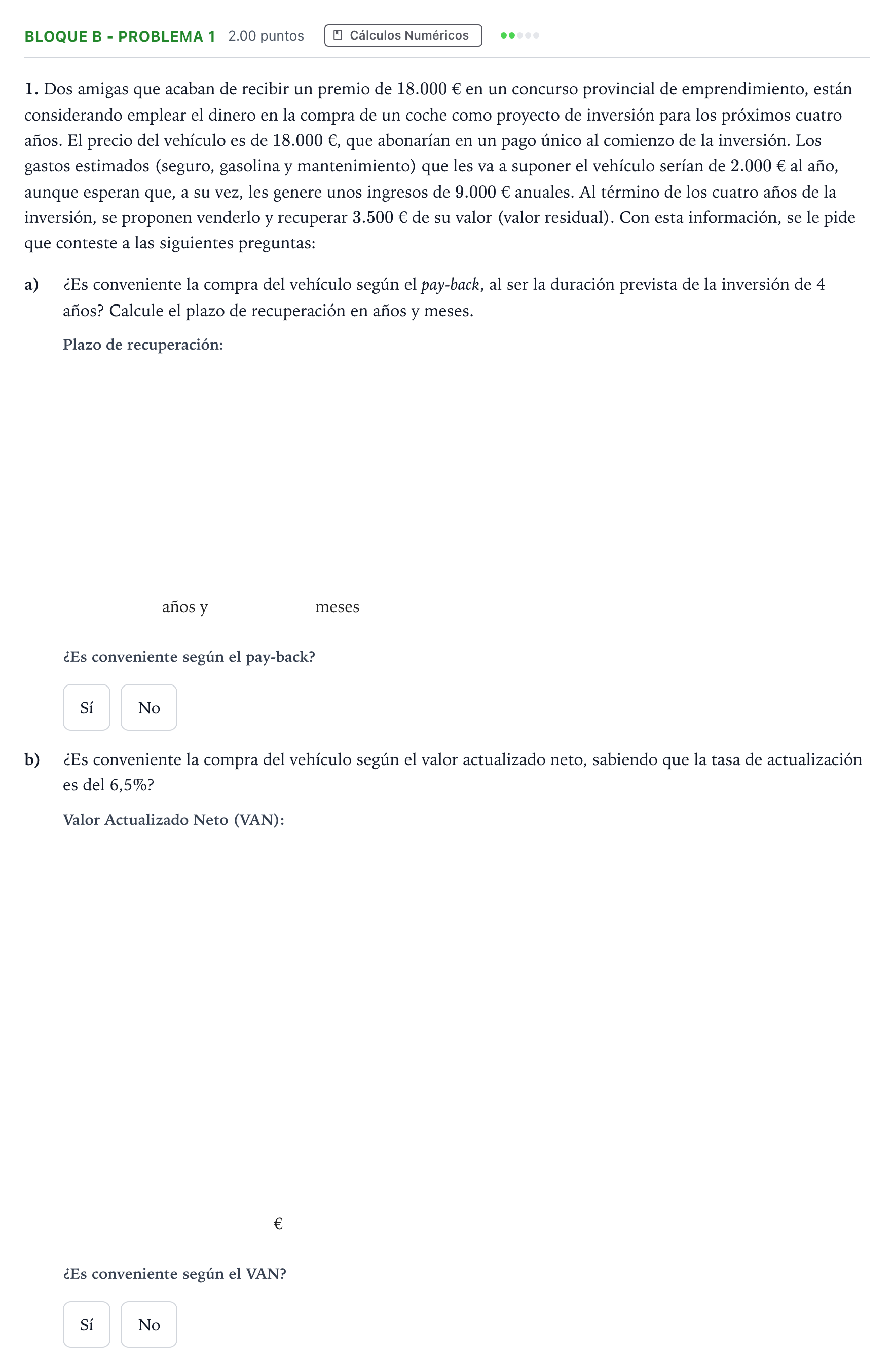 Enunciado: Bloque B - Problema 1 · Economía de la Empresa PAU Andalucía Ordinaria Titular 2023