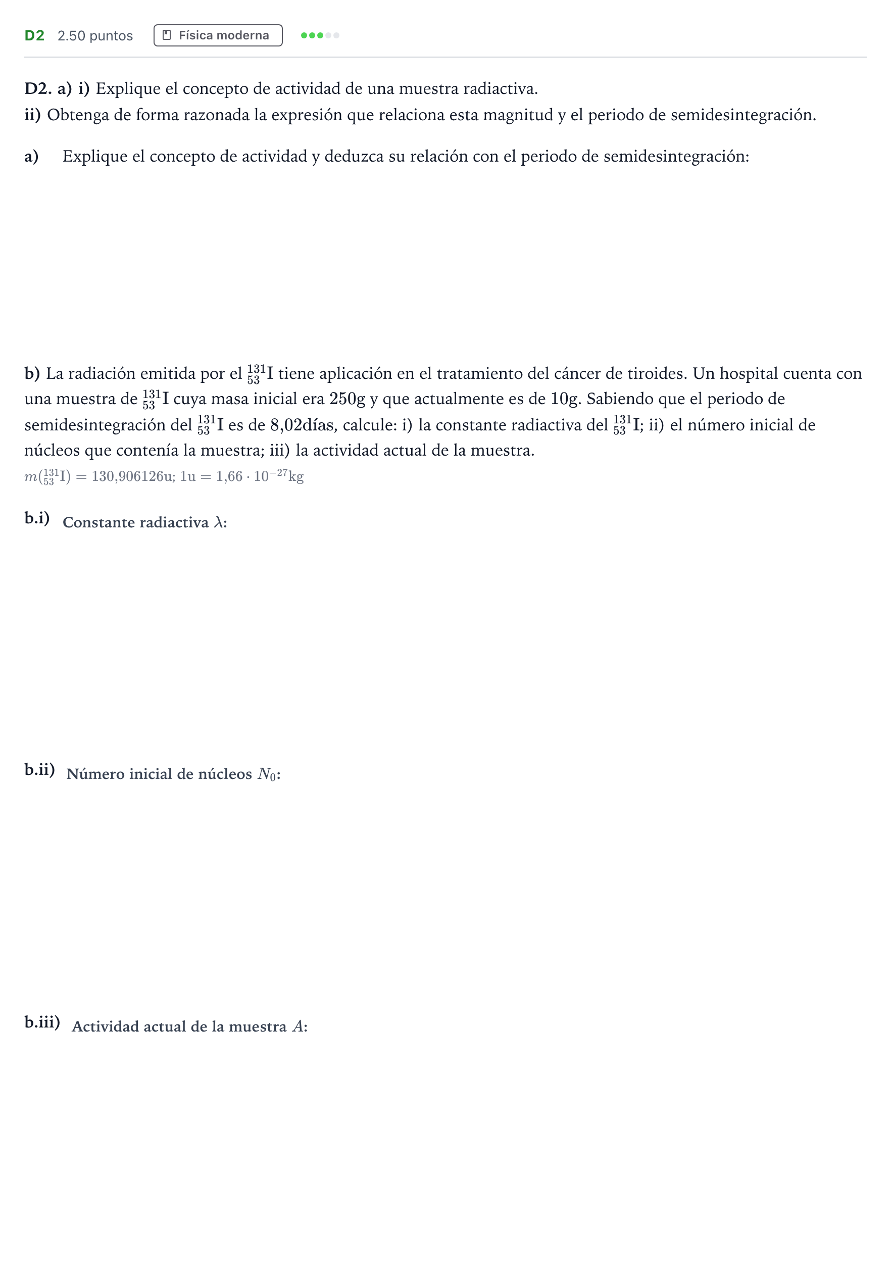 Enunciado: Ejercicio D2 · Física PAU Andalucía Ordinaria Reserva 2023
