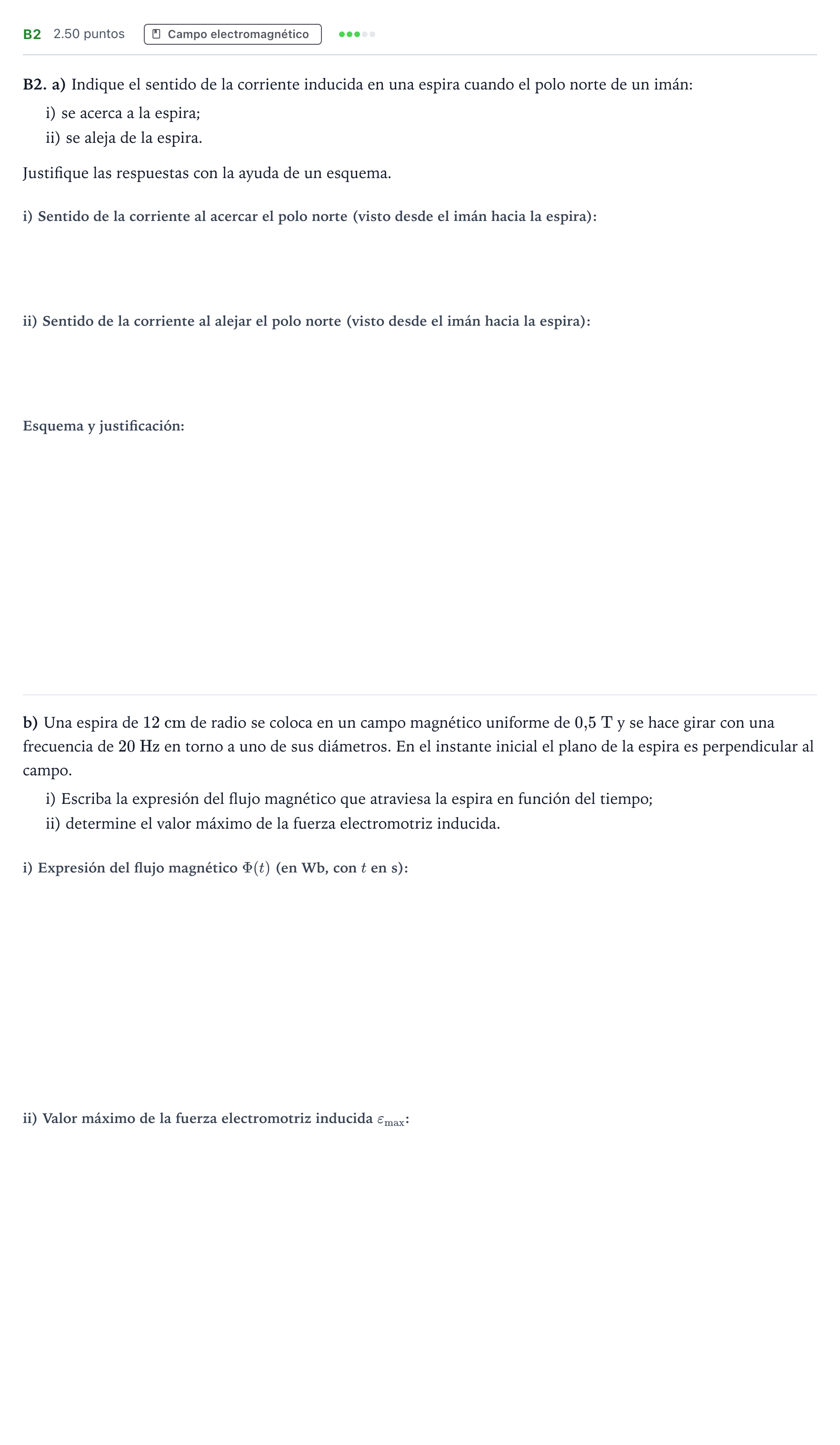 Enunciado: Ejercicio B2 · Física PAU Andalucía Ordinaria Suplente 2023