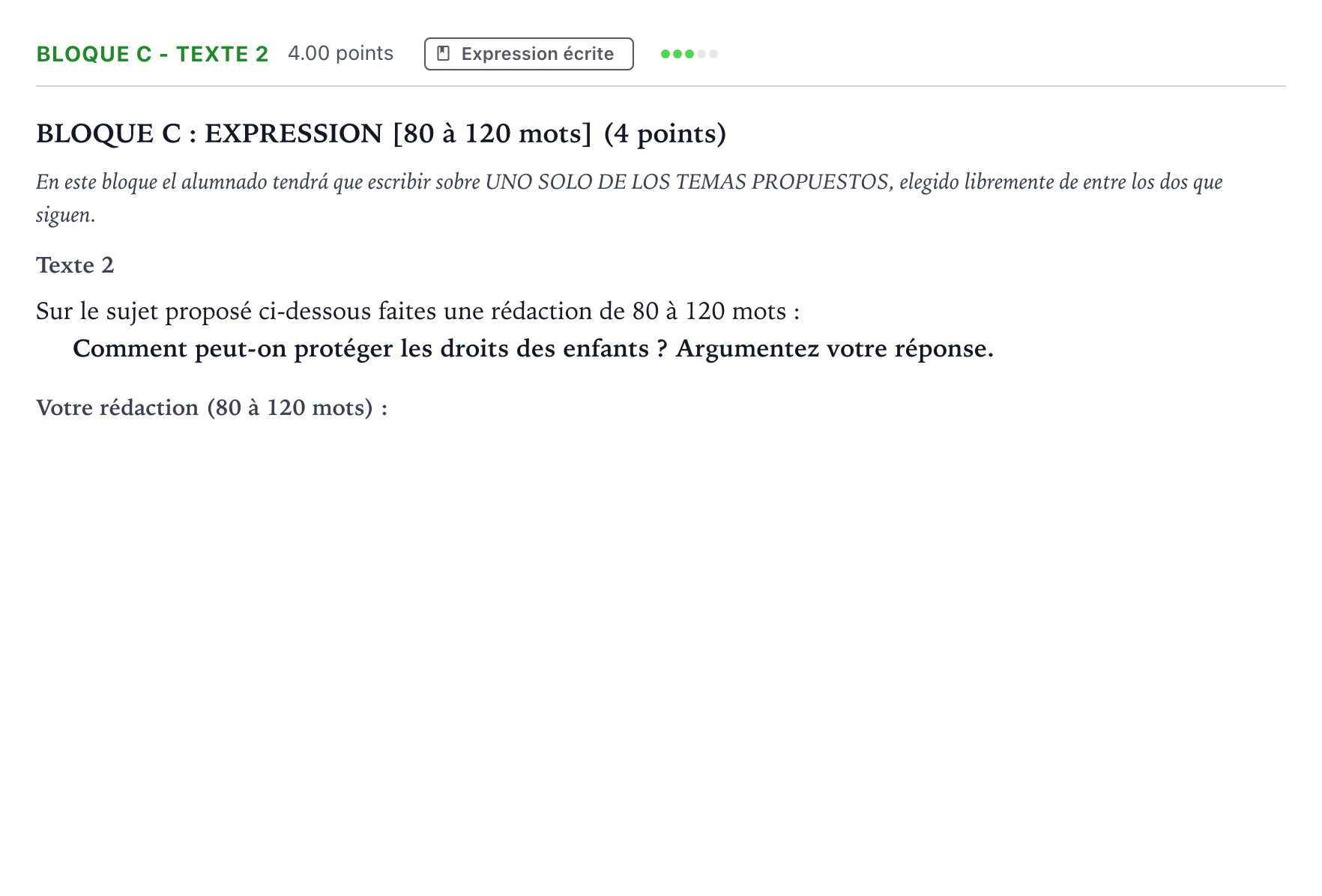 Enunciado: Bloque C - Texte 2 · Francés PAU Andalucía Extraordinaria Reserva 2023