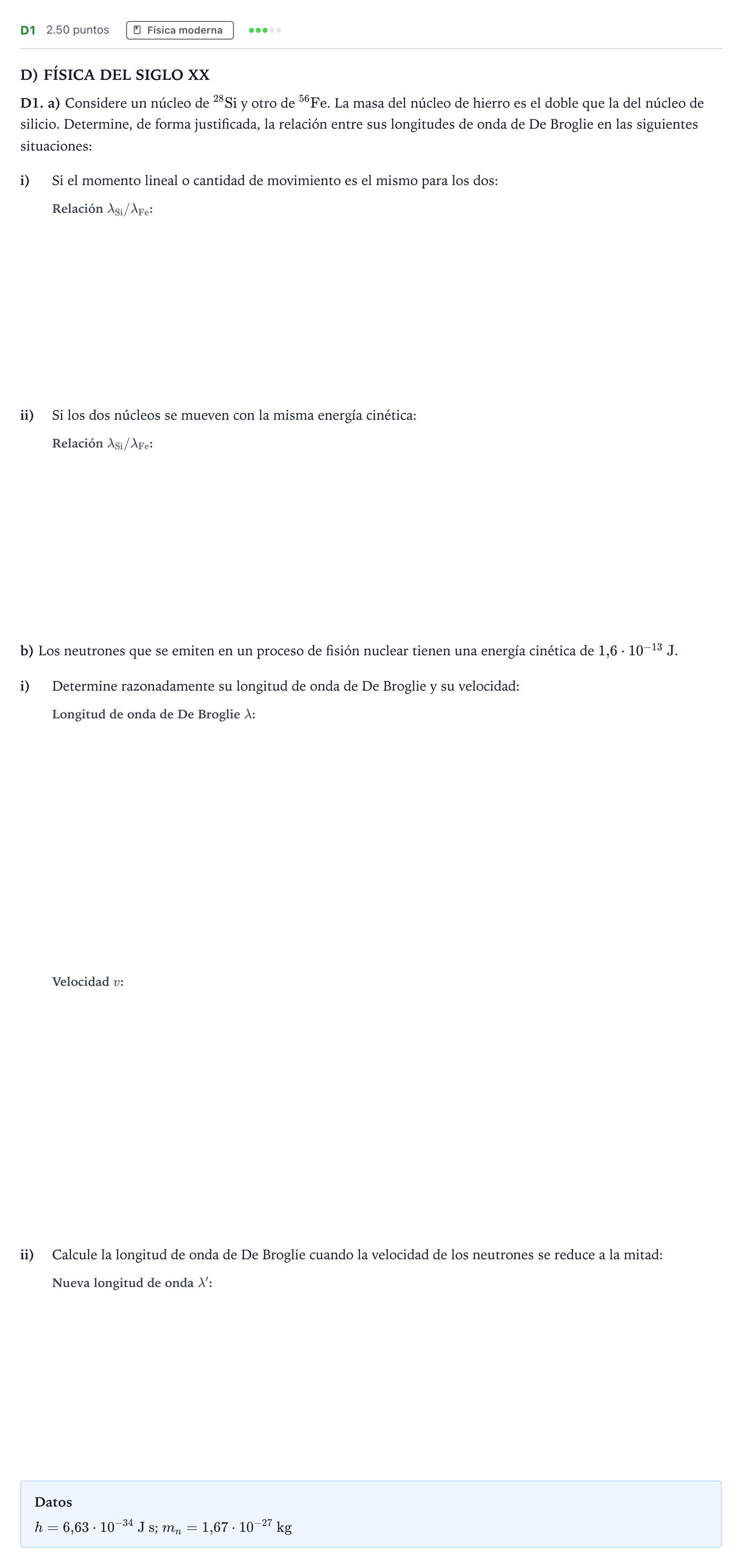 Enunciado: Ejercicio D1 · Física PAU Andalucía Ordinaria Titular 2023